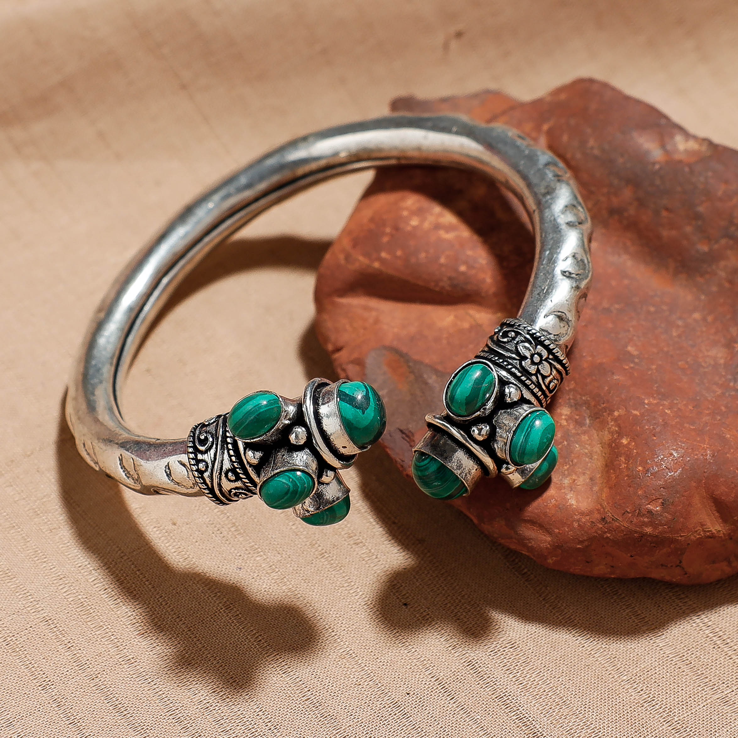 WHITE RIVER STORIES Antique Finish Oxidised German Silver Kada / Bangle - view 2