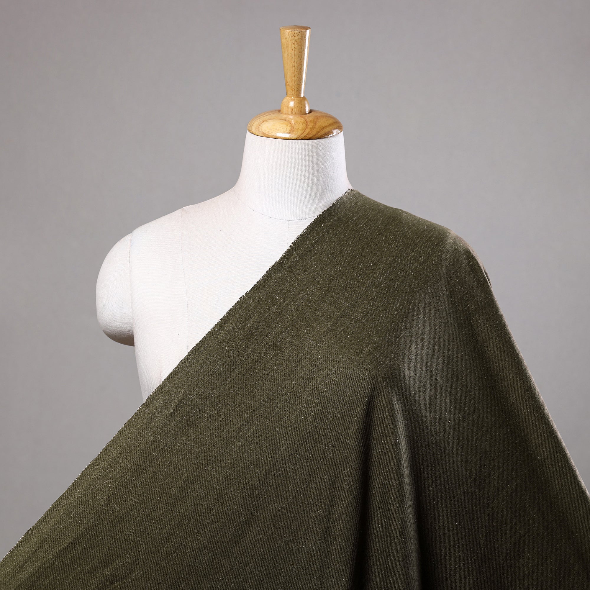 SOUTH KARGHA Green - 2/40 Twill Cotton Handspun Handloom Natural Dyed Plain Fabric 07