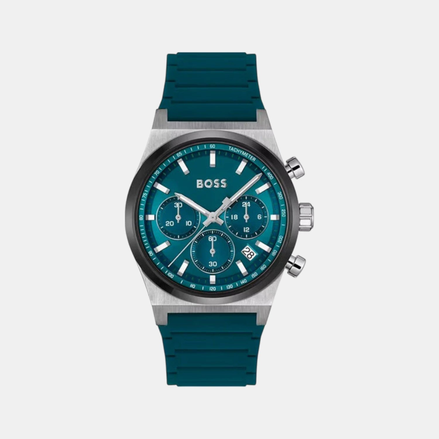 Boss Candor Chrono Men Quartz Green Dial Chronograph Leather Watch 1514244