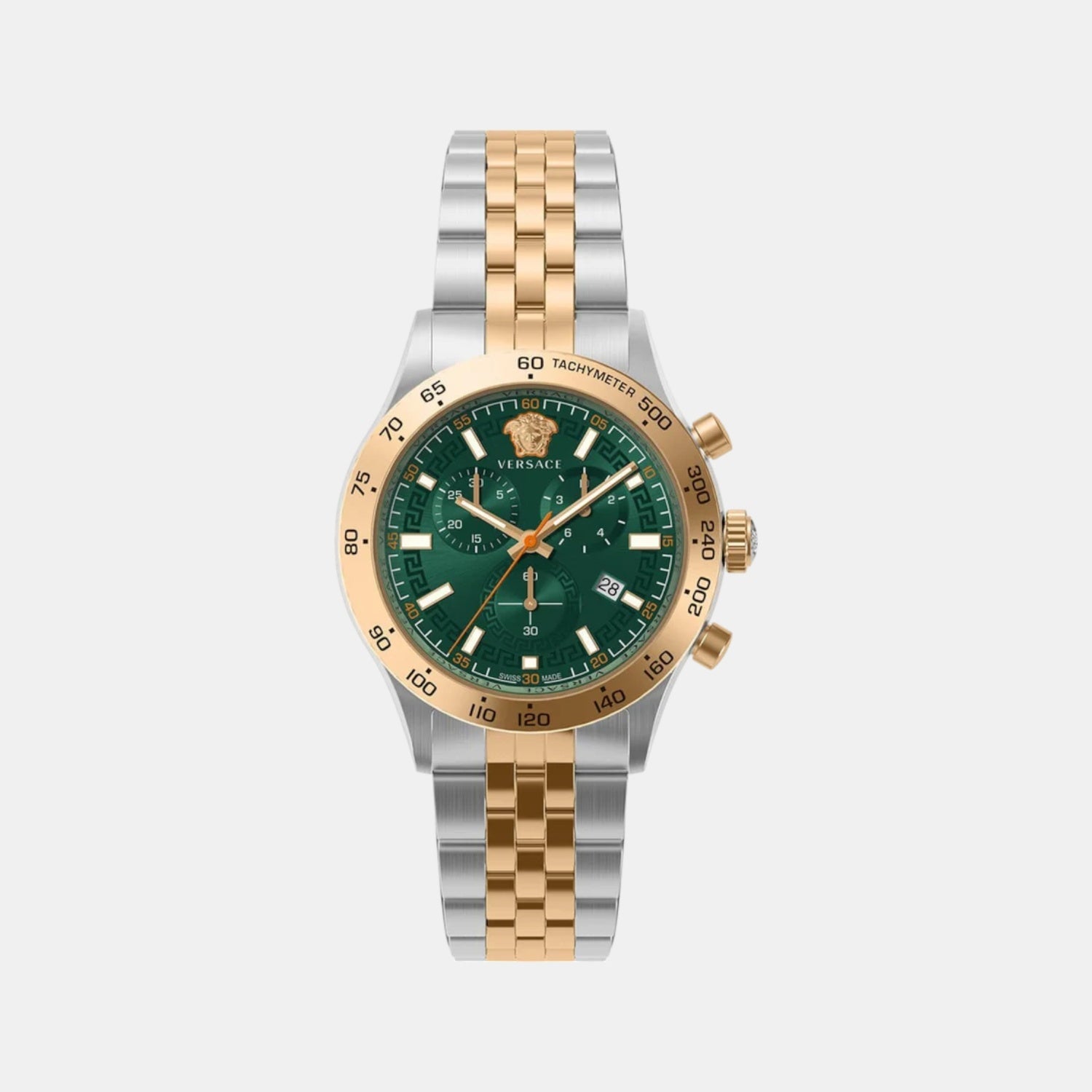 Versace Hellenyium Men Quartz Green Dial Chronograph Stainless Steel Watch VE2U00924