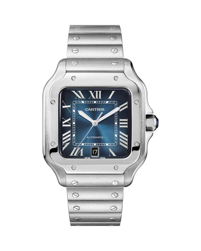De cartier large – Cop Underdog Cartier 'SANTOS DE CARTIER, LARGE, AUTOMATIC, STEEL, INTERCHANGEABLE STEEL AND LEATHER BRACELETS'