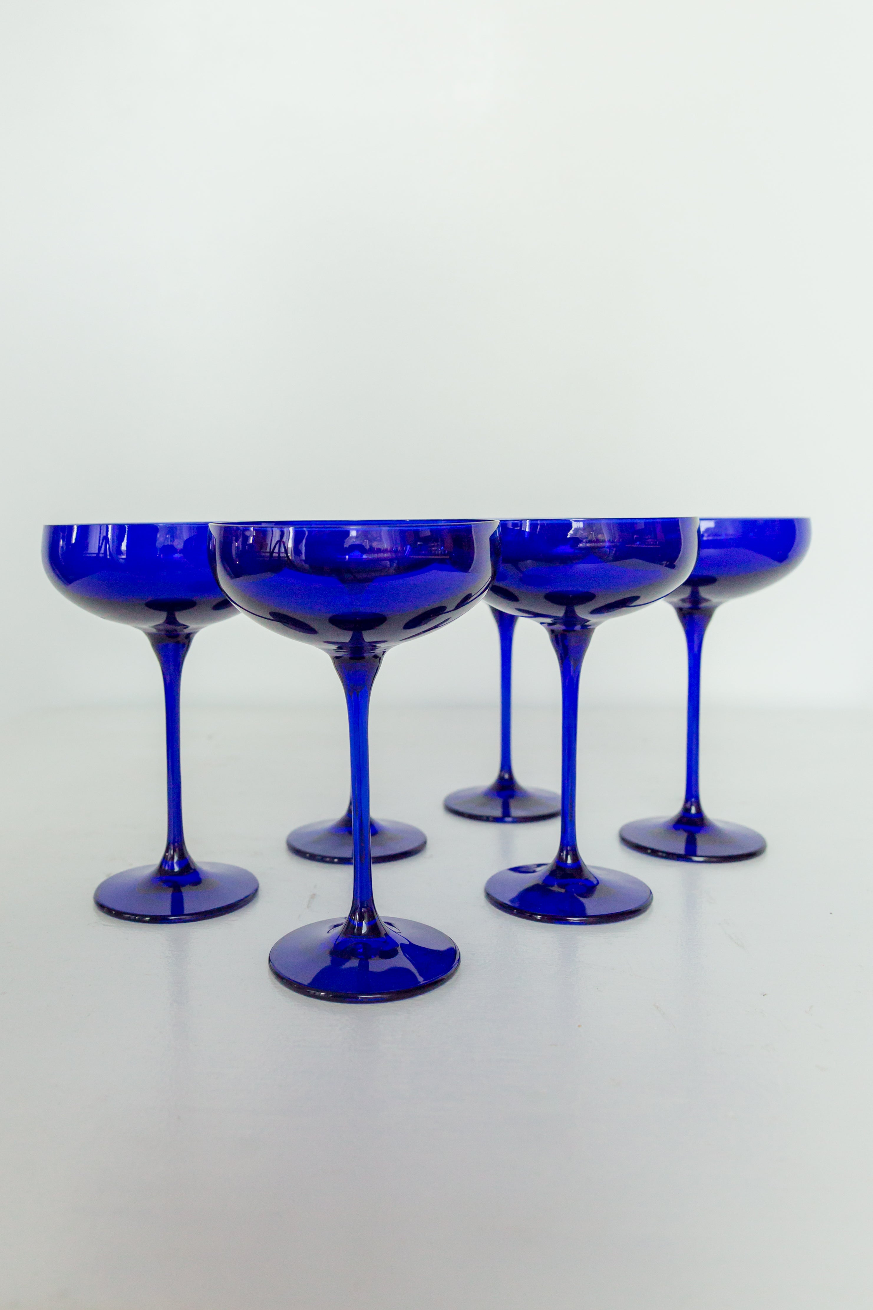 Estelle Colored Glass Estelle Colored Champagne Coupe Stemware - Set of 6 {Royal Blue} - view 2