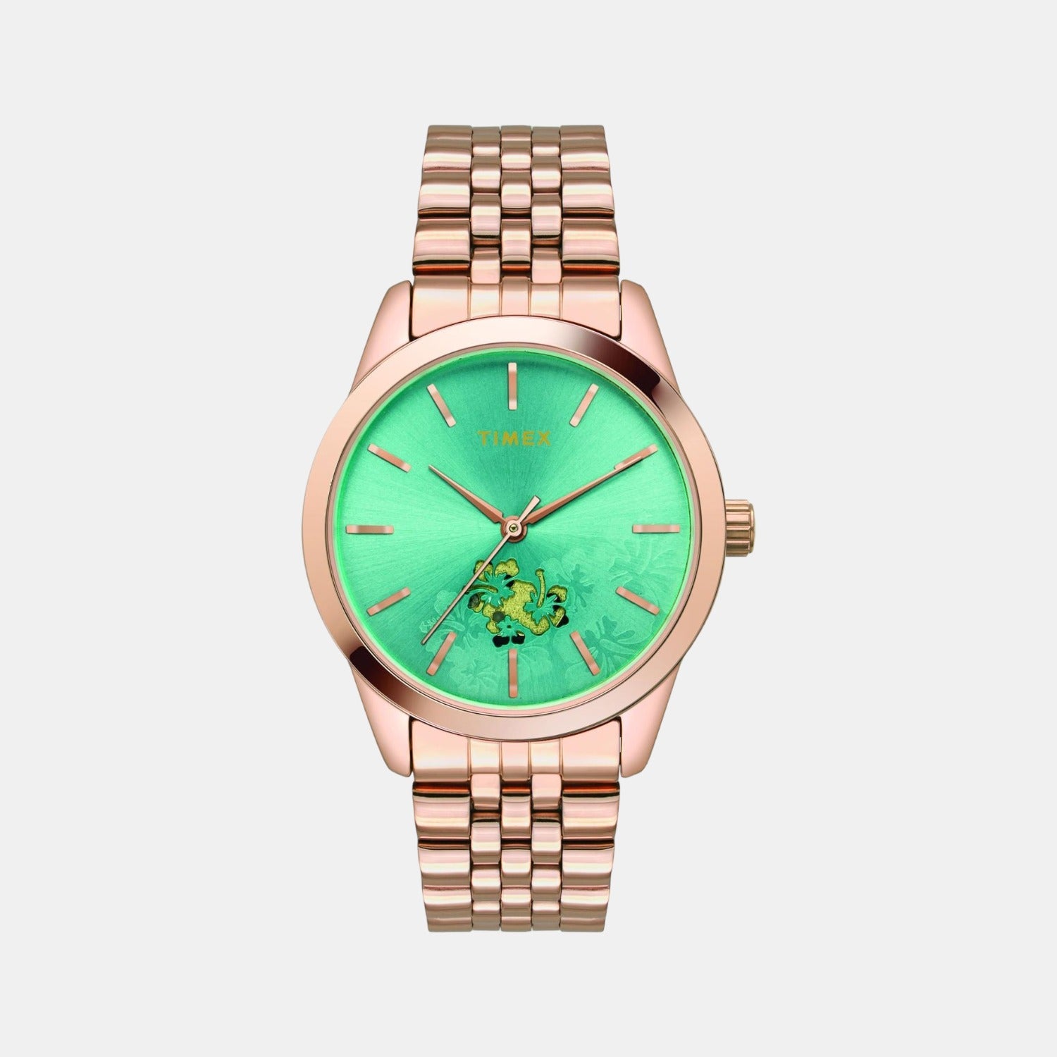 Timex Fashion Women Quartz Green Dial Analog Stainless Steel Watch TWEL13108