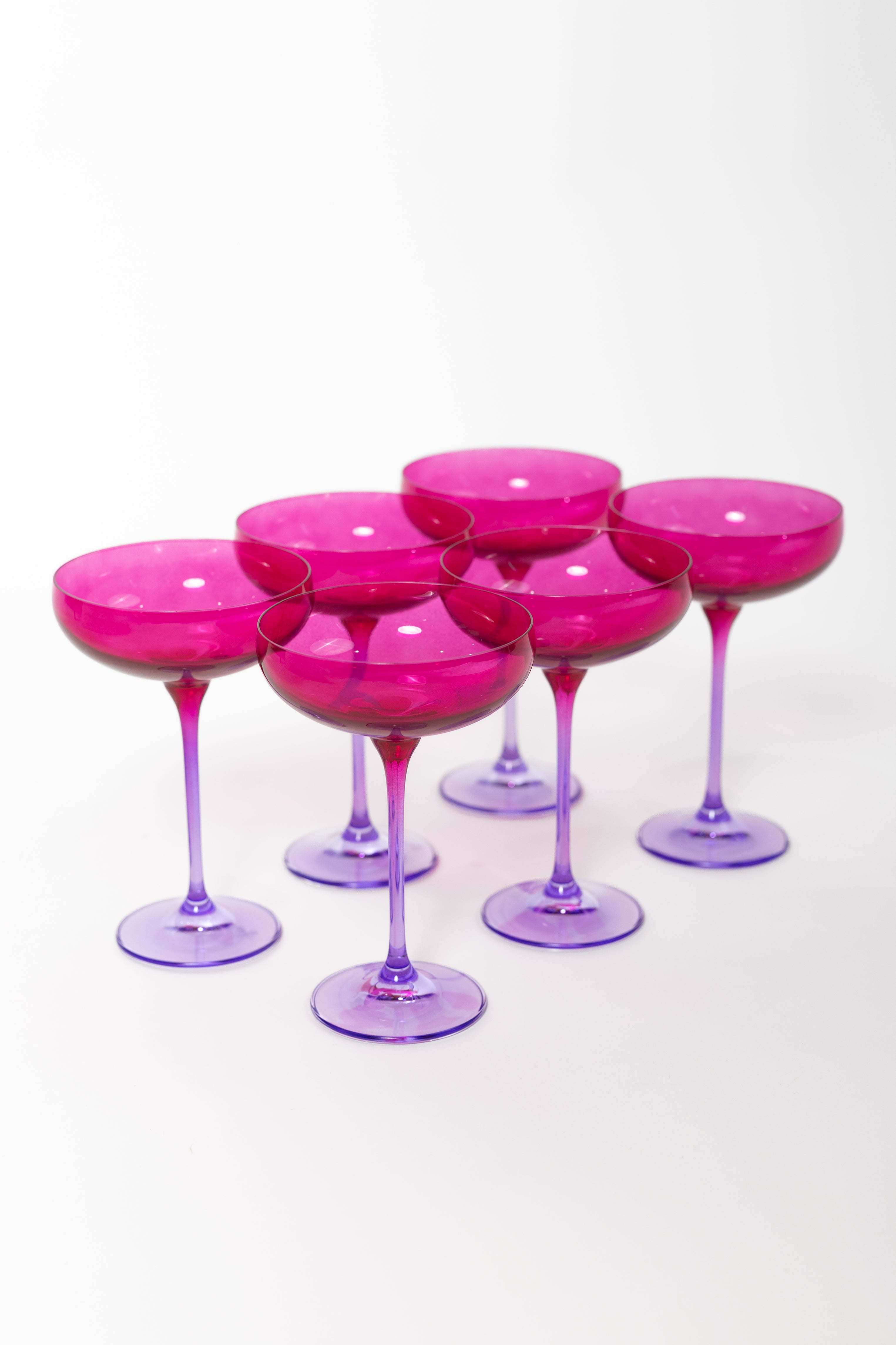 Estelle Colored Glass Estelle Colored Champagne Coupe - Set of 6 {Colorblock: Fuchsia + Lavender}