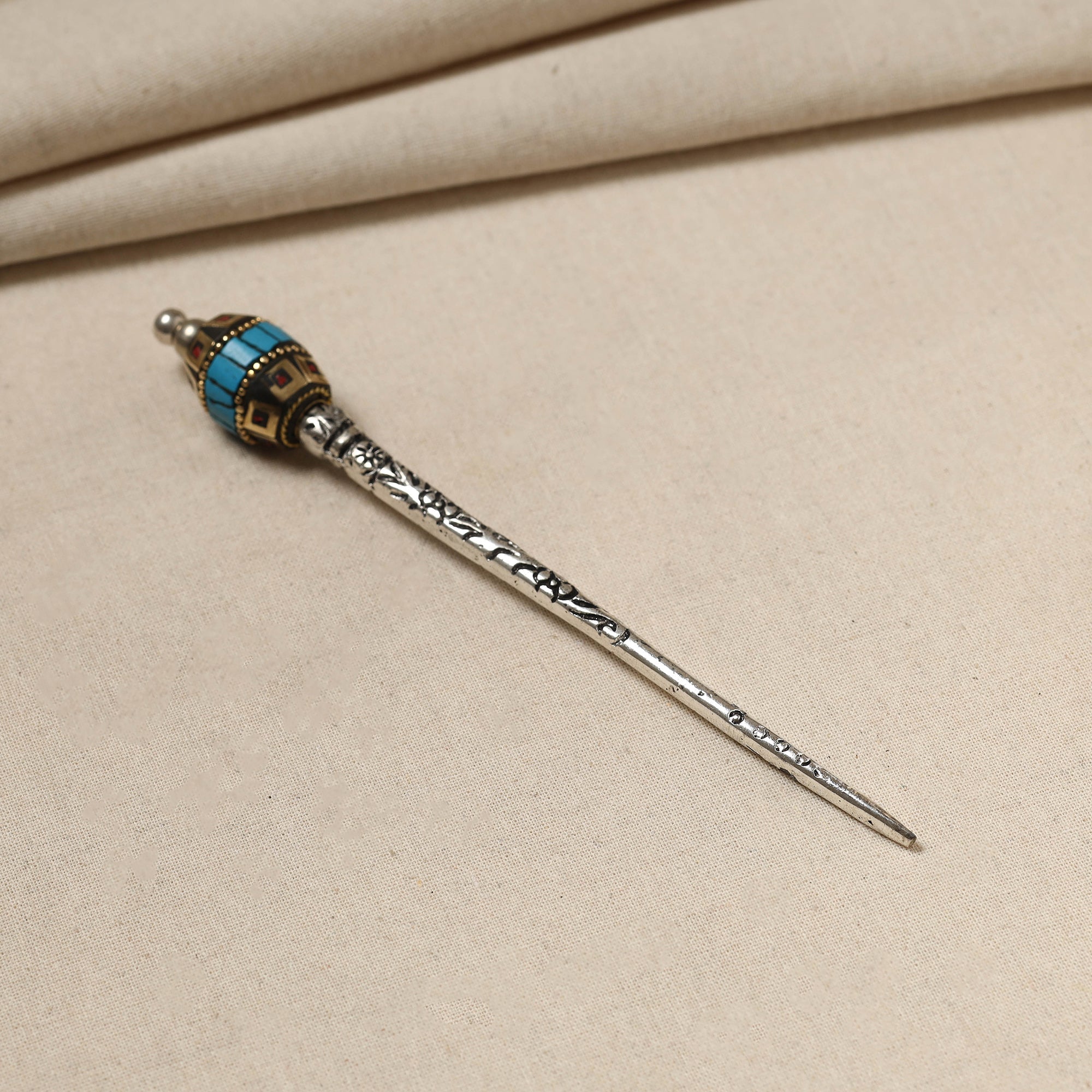 WHITE RIVER STORIES Antique Finish Oxidised German Silver Juda Stick