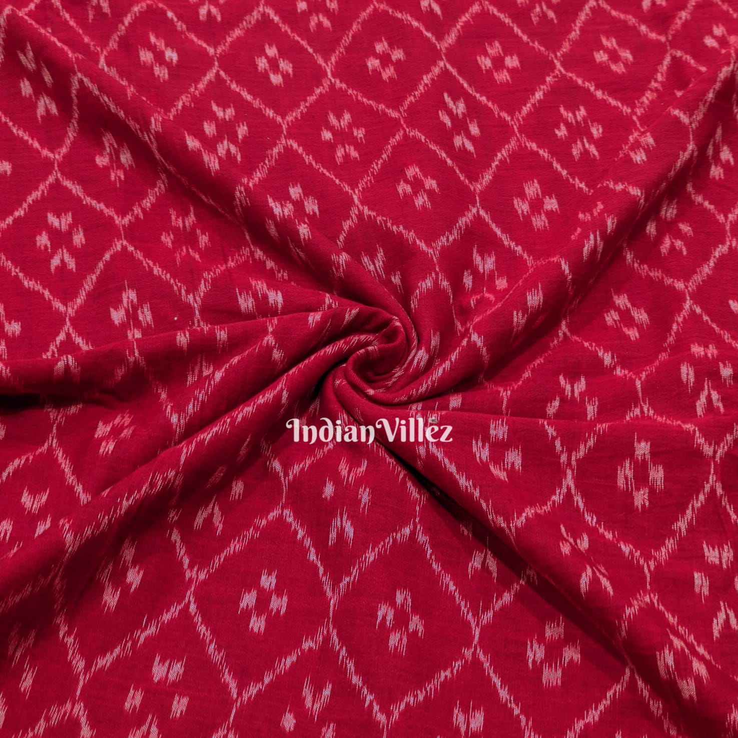 IndianVillèz Maroon Odisha Ikat Sambalpuri Cotton Fabric