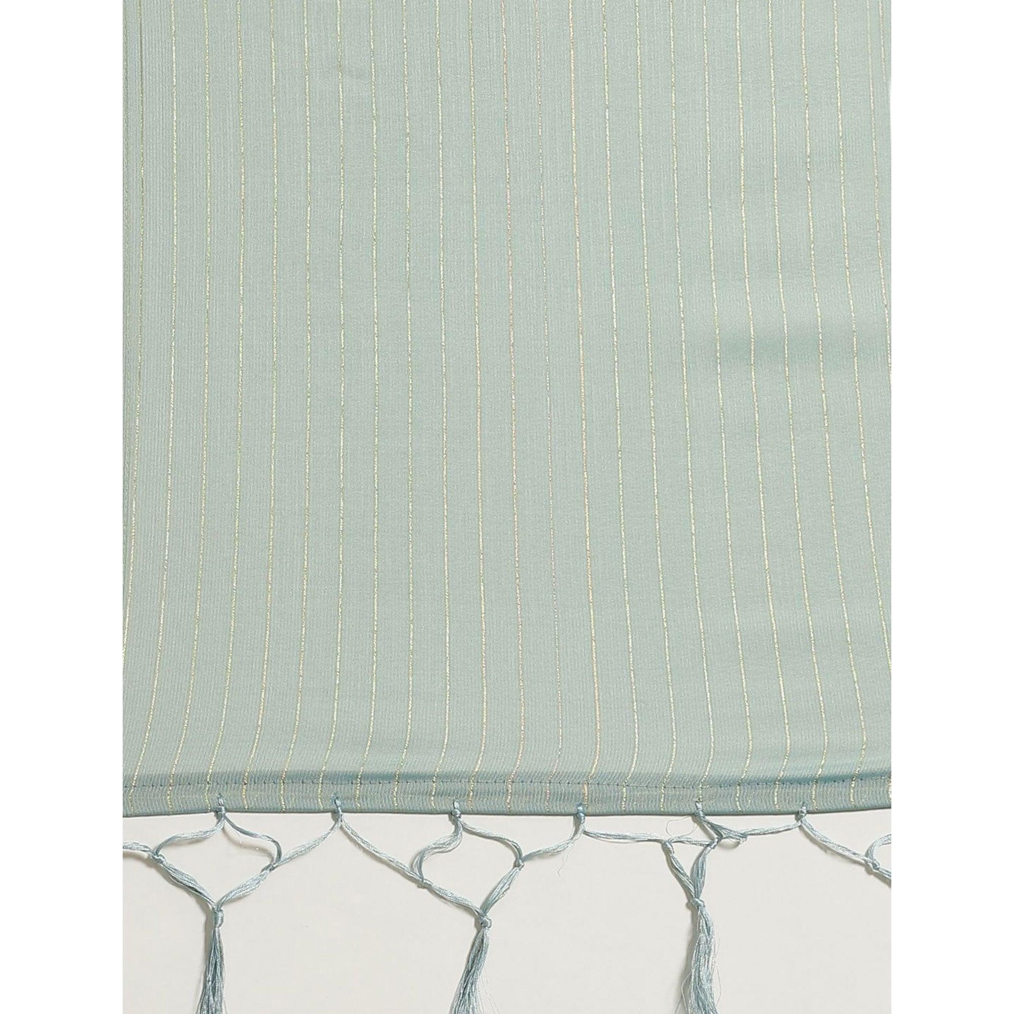 Peachmode Lovely Sky Blue Colored Casual Wear Printed Poly Georgette Saree - view 2