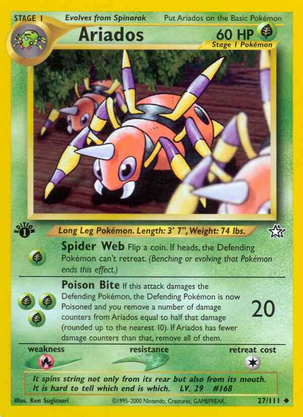 1st edition neo1-27 – Pokémon Ariados - 27/111 - Uncommon - 1st Edition [neo1-27] [Non-Holo]