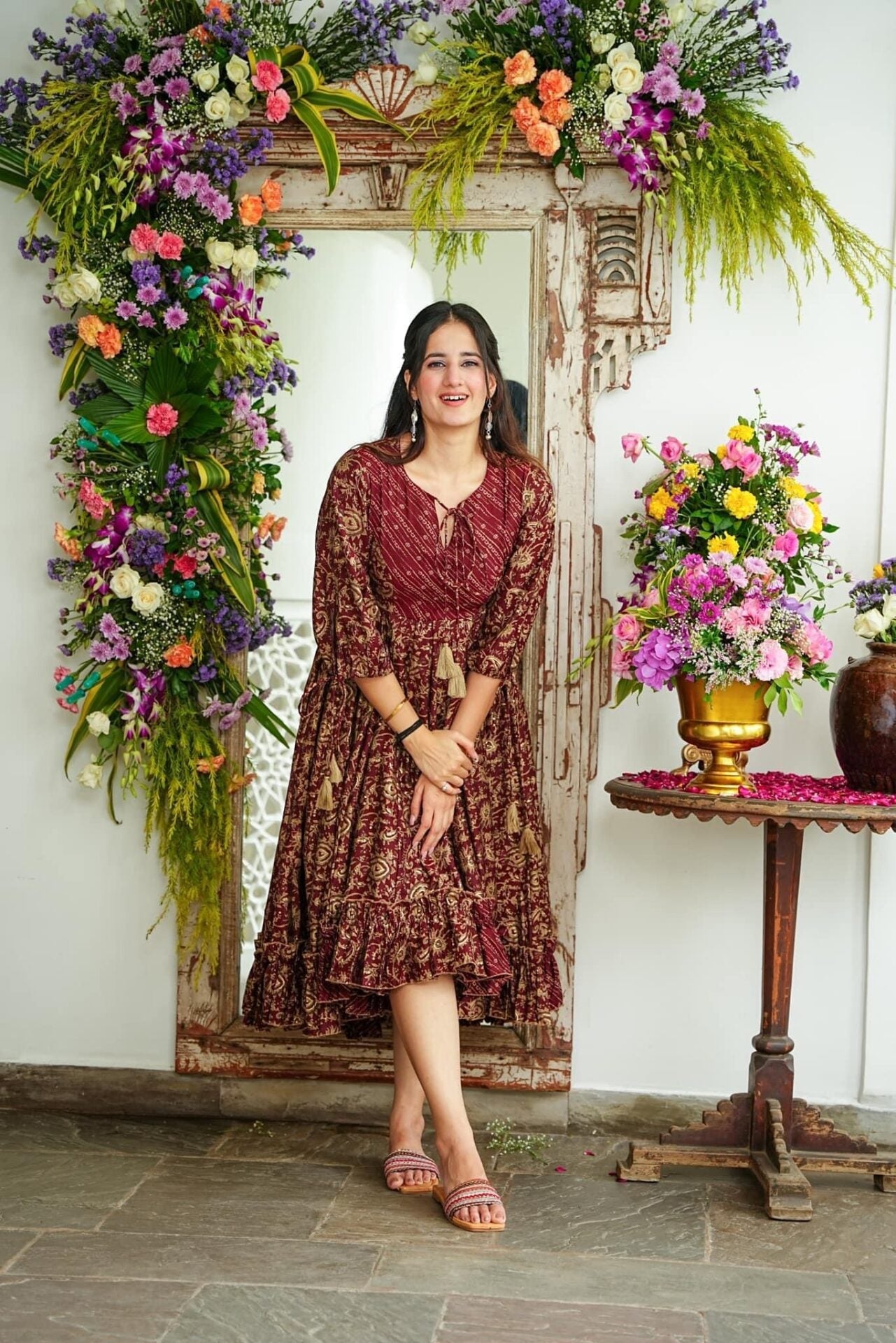 Idaho-o Maroon Majesty Muslin Dress - view 2