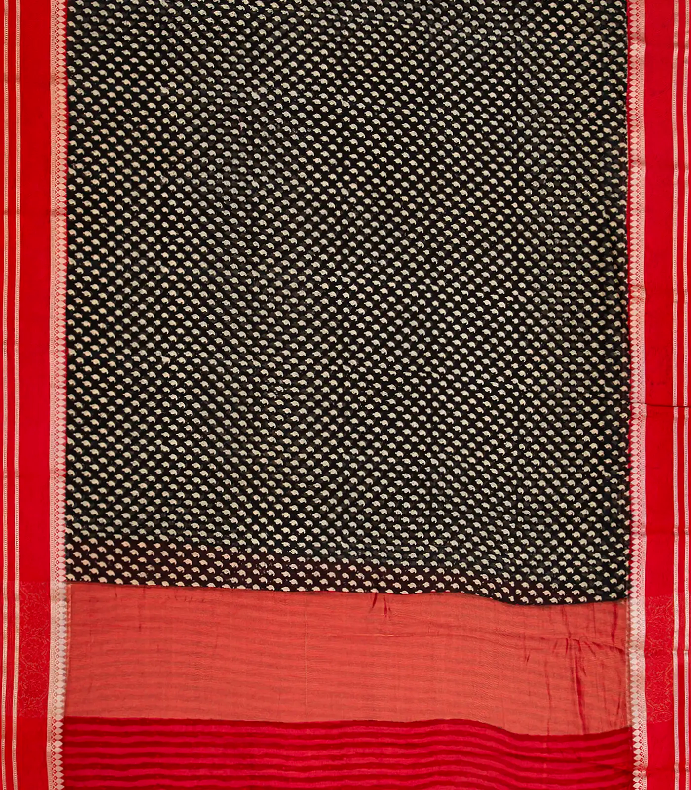 RmKV Black Chanderi Cotton Saree With Printed Motifs & Contrast Border-Black - view 2