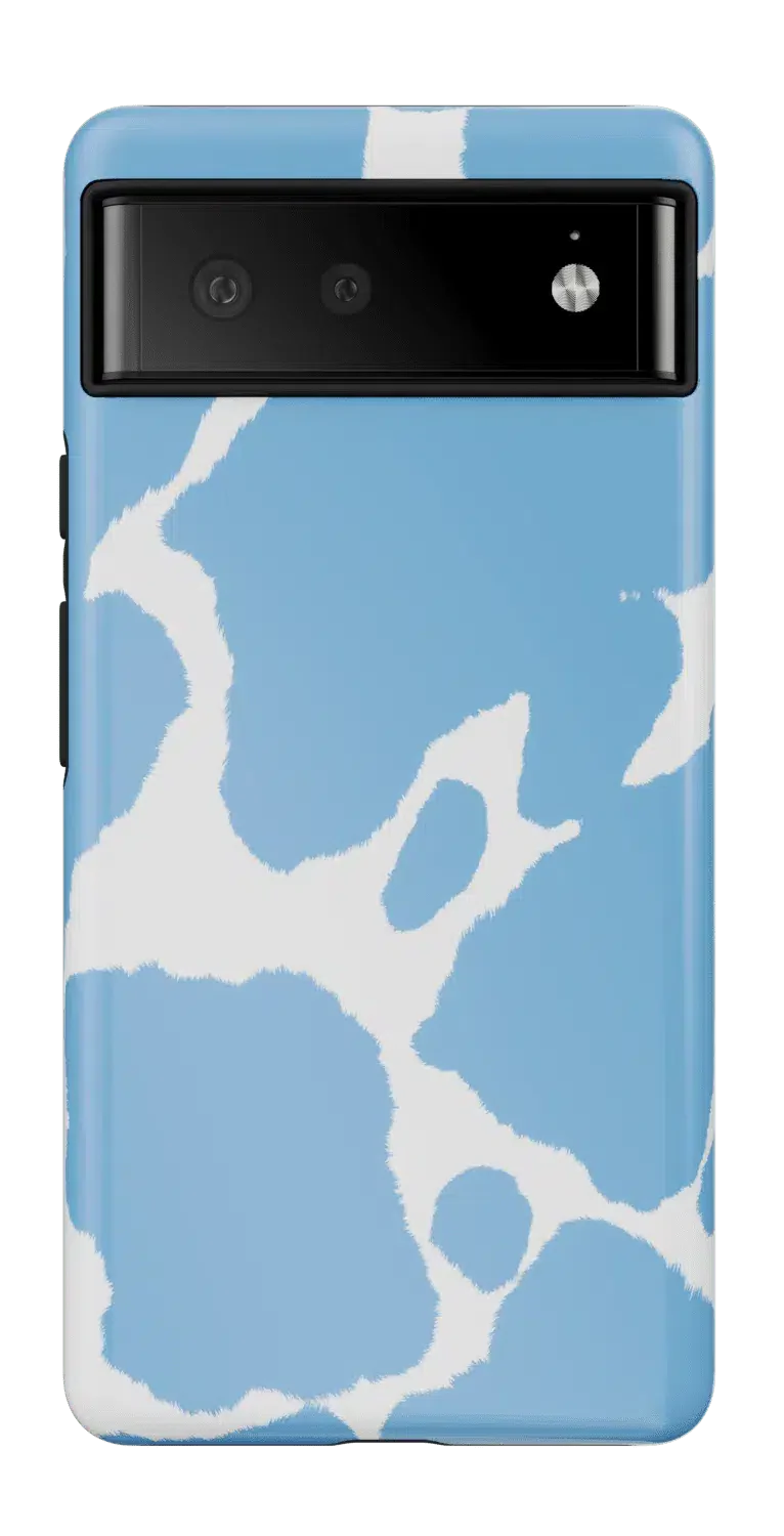 Casetry Current MOOd | Light Blue Cow Print Google Pixel Case