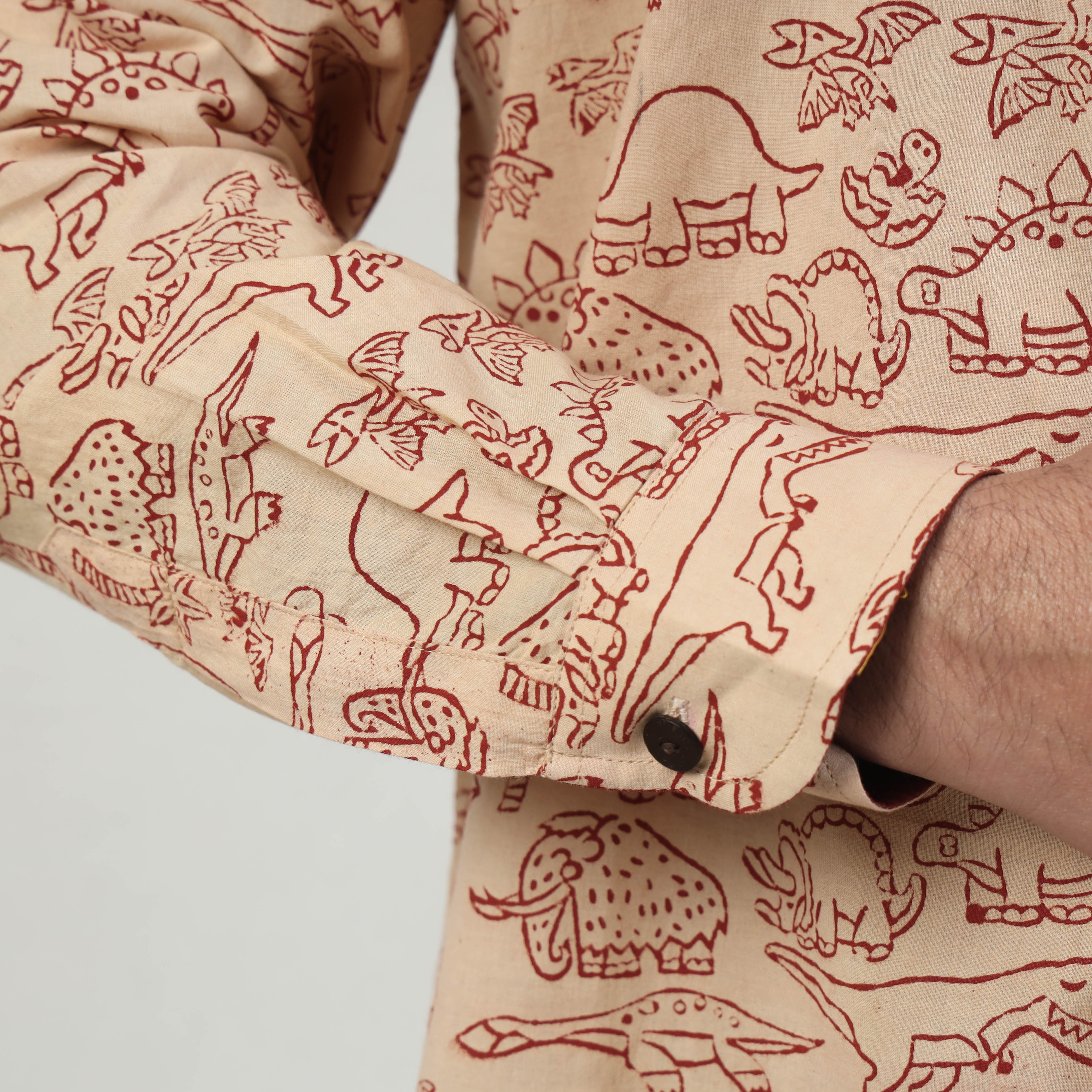 BINDAAS UNLIMITED Beige - Bindaas Block Art Printed Cotton Men Full Sleeve Shirt - view 4