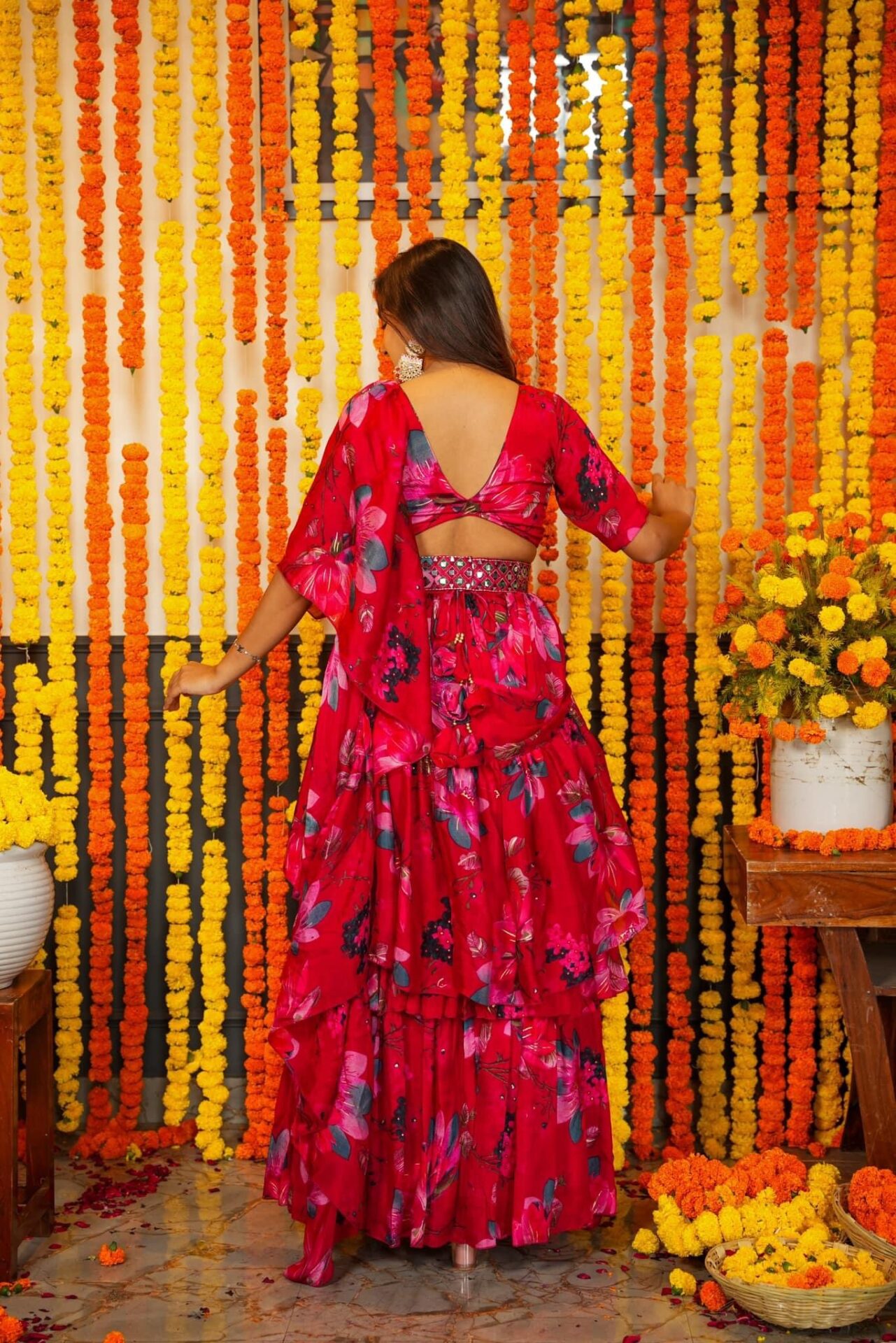 Idaho-o Azure chinon stylish saree – Women's - view 4