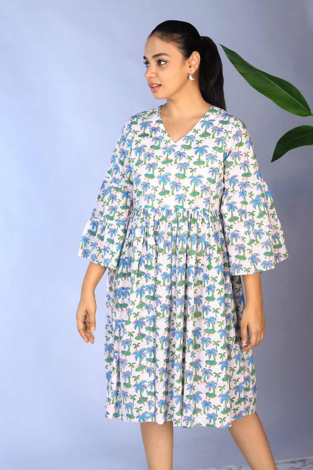 Kalanjali Ethnics Handblock Printed gathered Dress - view 8