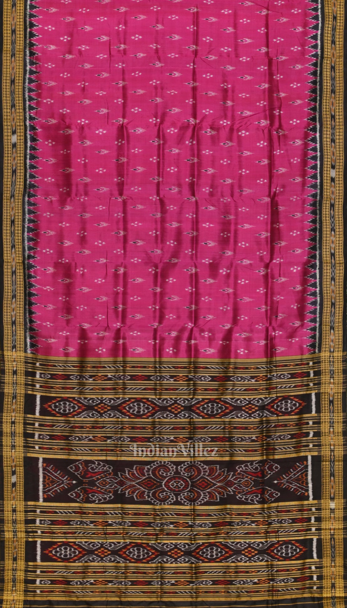 IndianVillèz Purple Black Mayur Chandrika Khandua Silk Saree