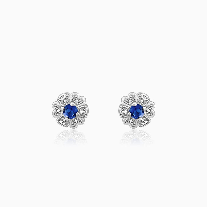 GIVA Jewellery Silver Royal Blue Bloom Studs