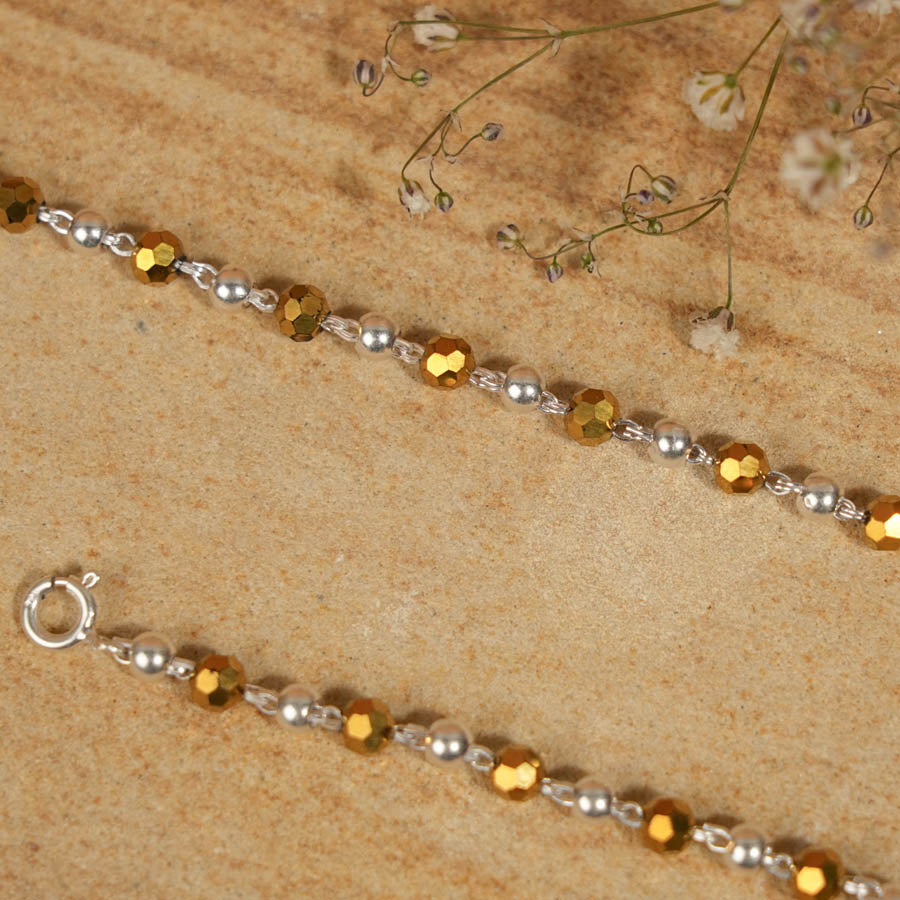 Prinjal Jewellers Black and Gold-Plated Silver Beads Pattern Nazariya for Kids
