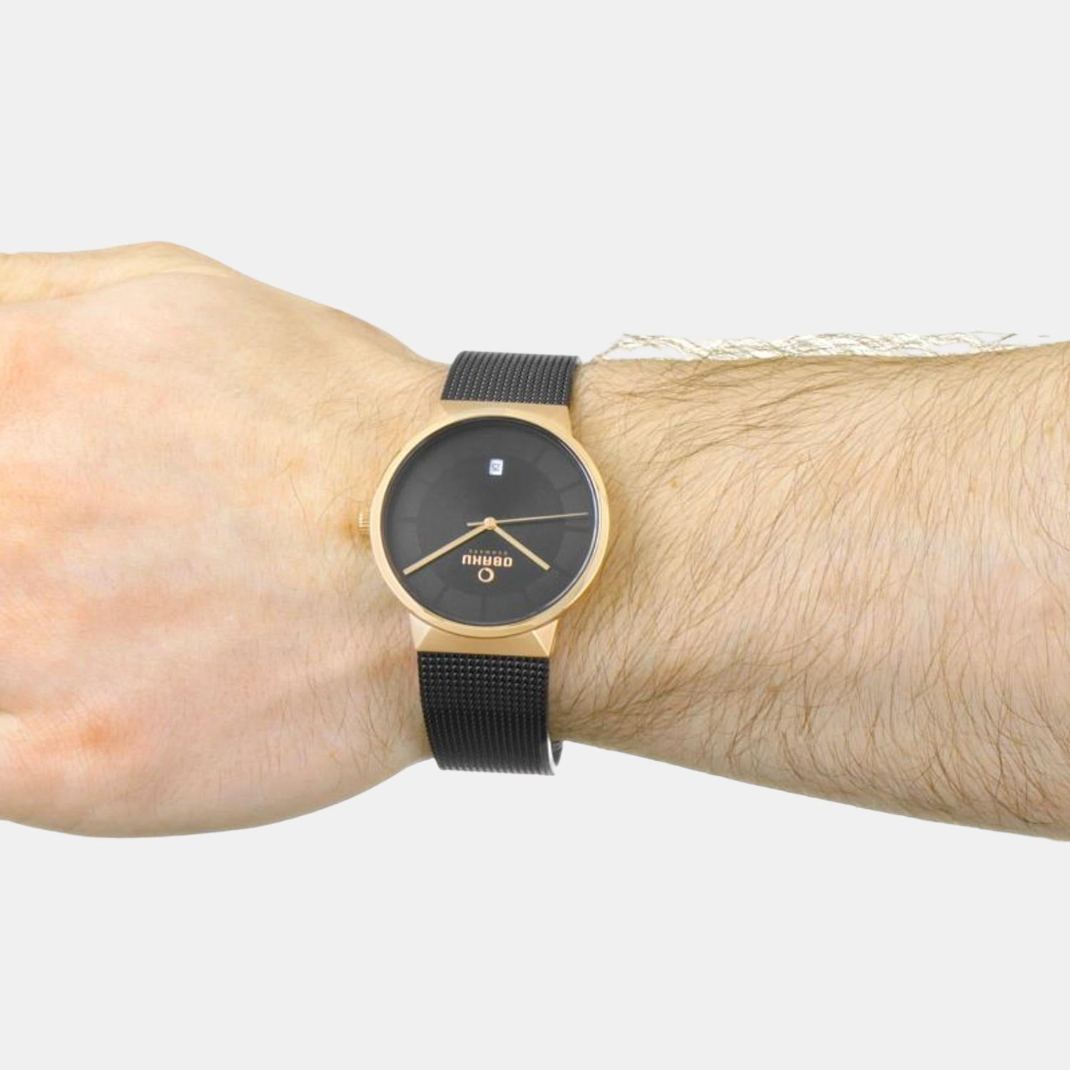 Obaku Hav Night Men Quartz Black Dial Analog Stainless Steel Watch V200GDVBMB - view 2