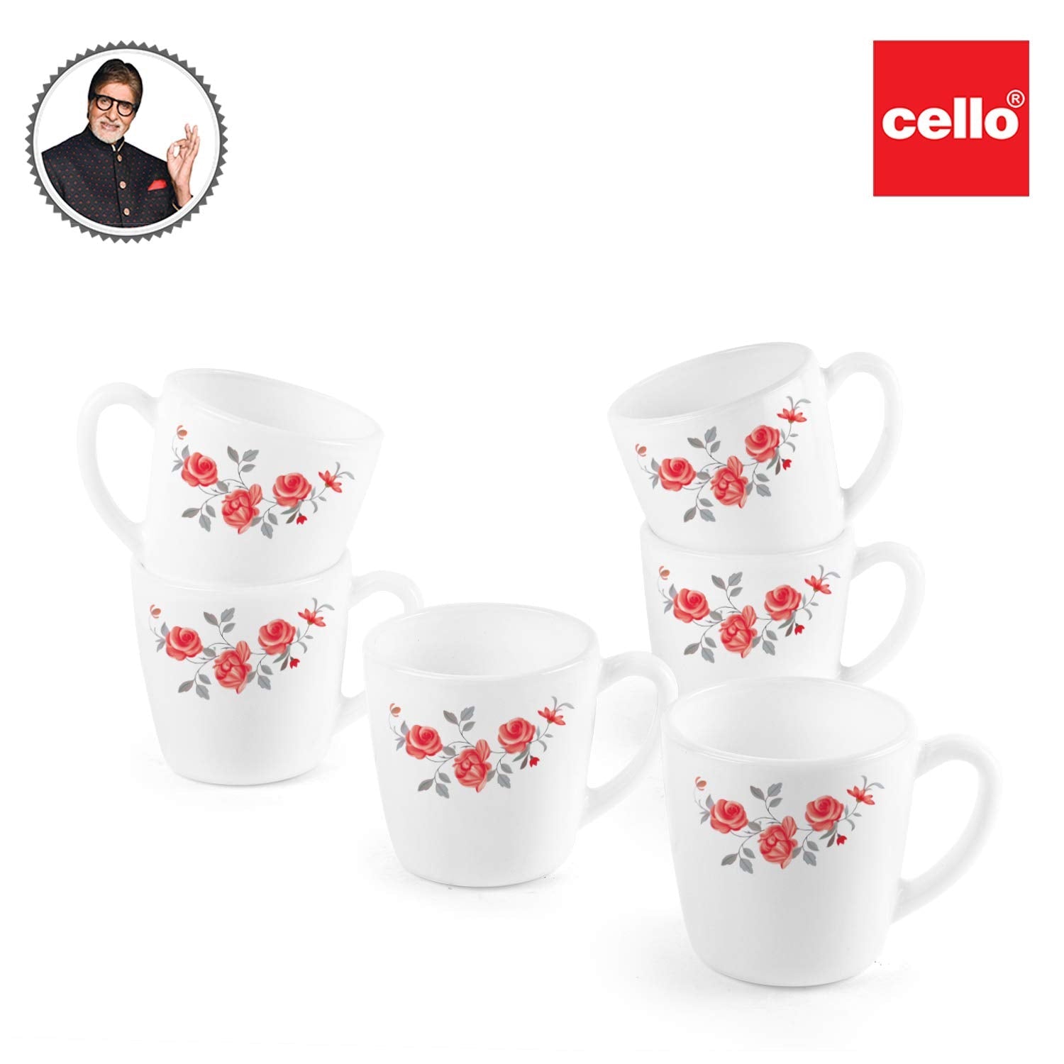 Cello Imperial Red Rose Fantasy Ricca Mugs, 6 Pieces - view 7