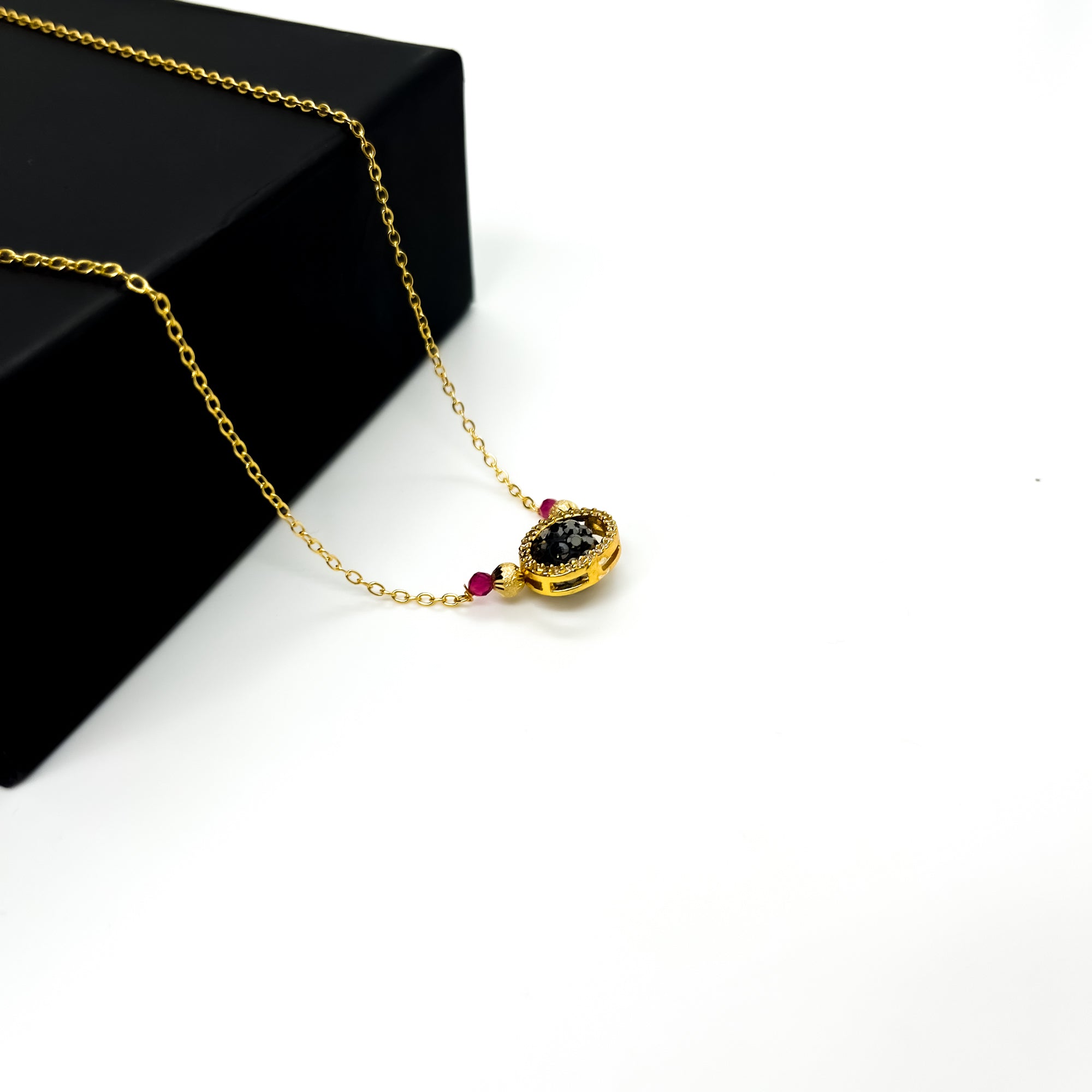 Branta Black Diamond Ball and Pink moti with Diamond Ring Mangalsutra For Women - view 2