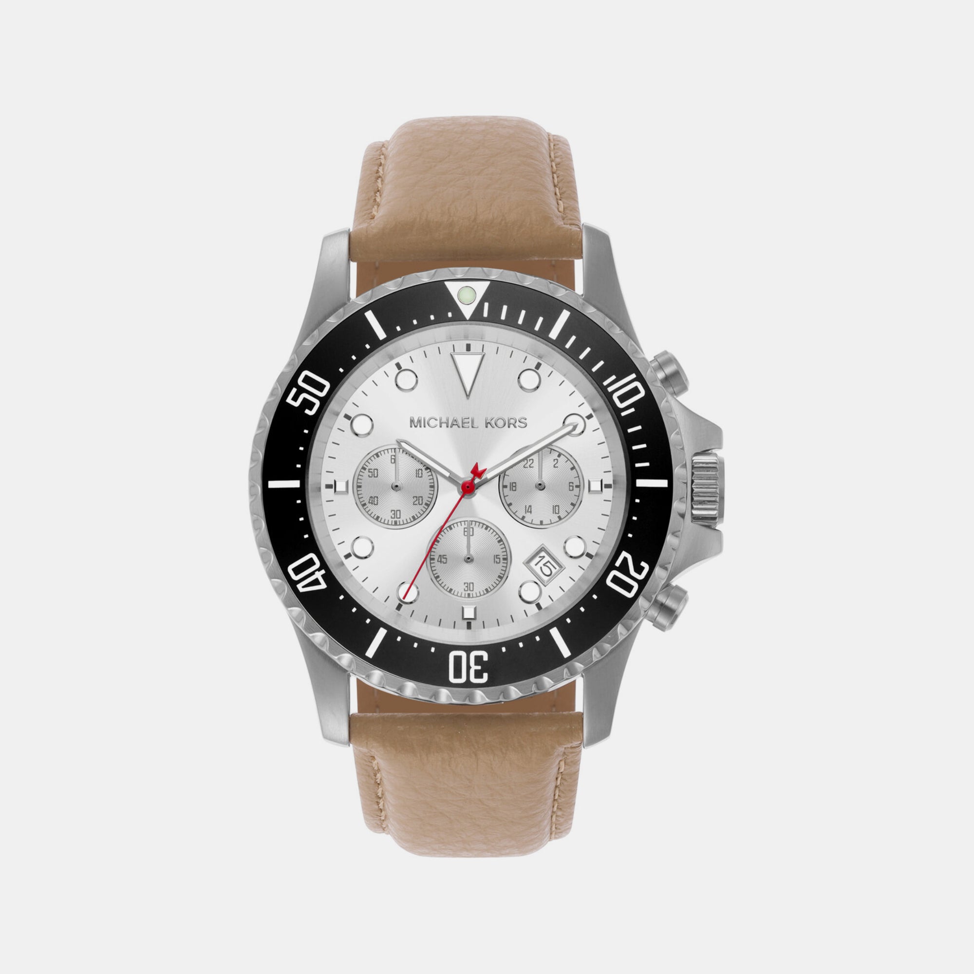Michael Kors Everest Men Quartz White Dial Chronograph Leather Watch MK9092