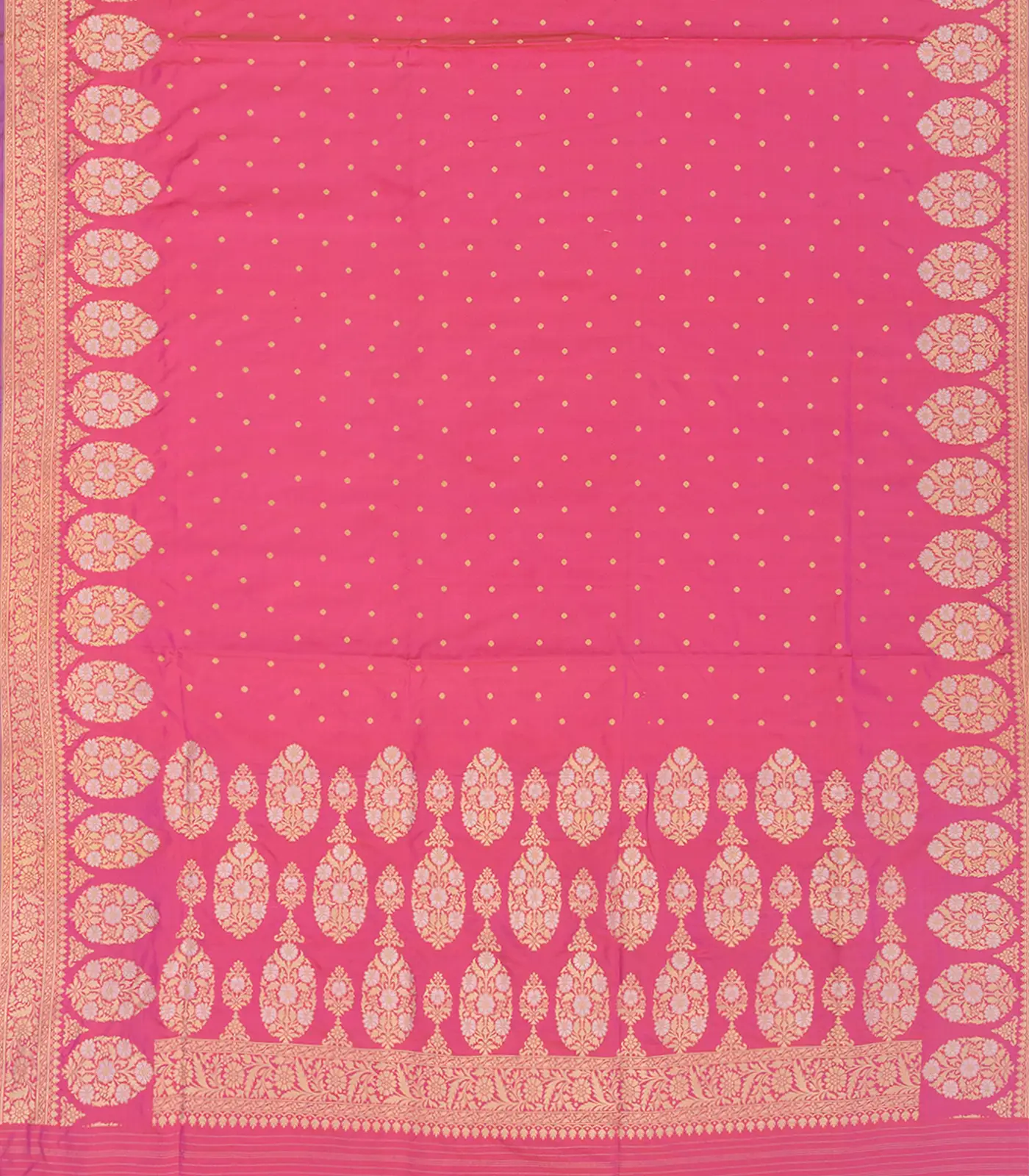 RmKV Bubble Gum Pink Handloom Banarasi Silk Saree With Moghul Flower Motifs-BubbleGum Pink - view 2