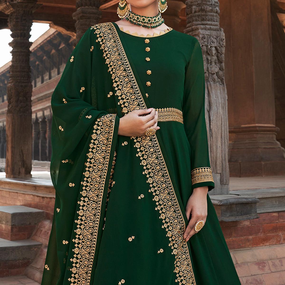 BlackTree green-party-wear-embroidered-georgette-gown-138519 - view 4