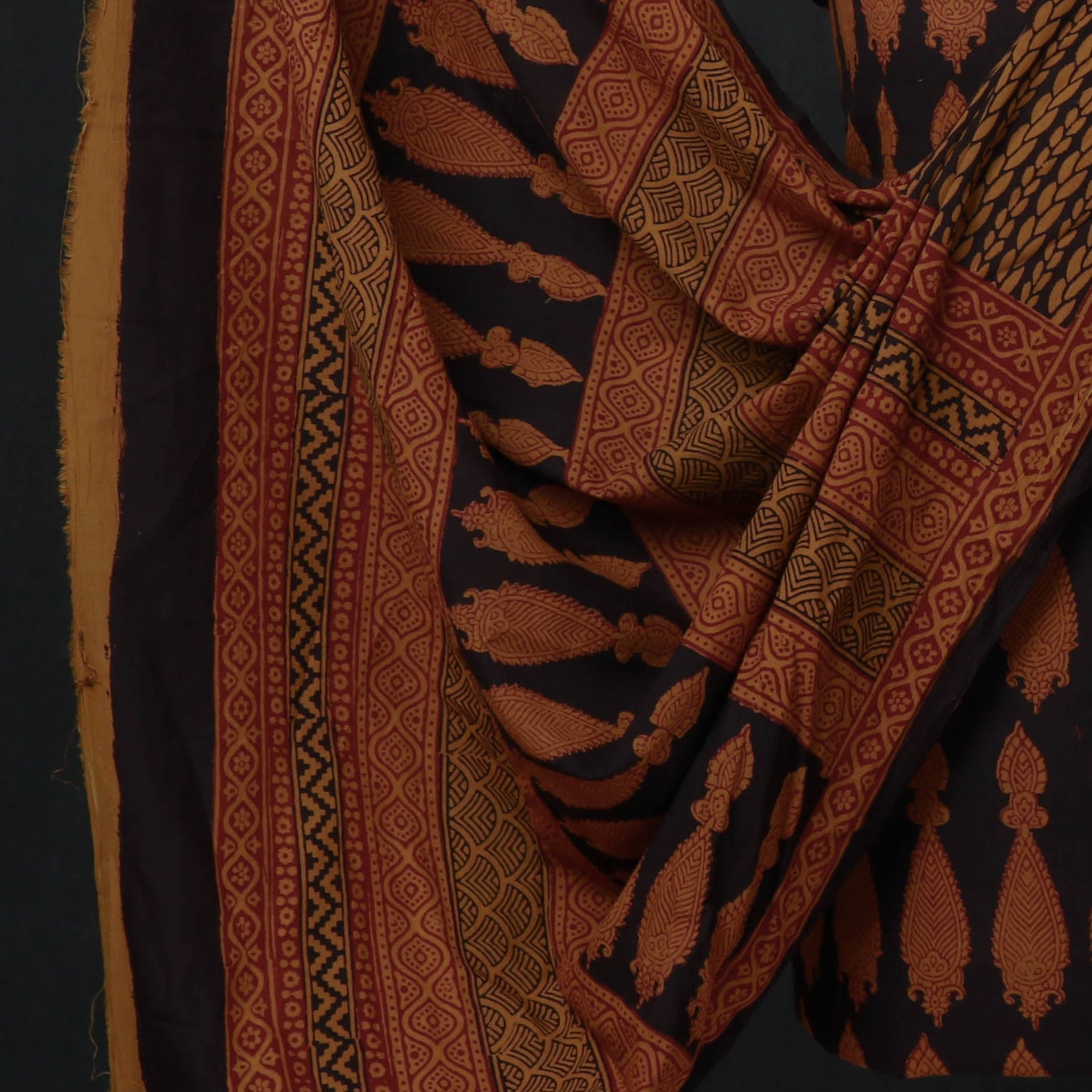 BAGH PRINTS BY UMAR FARUK KHATRI Black - 3pc Natural Dyed Cotton Bagh Print Suit Material Set - view 4