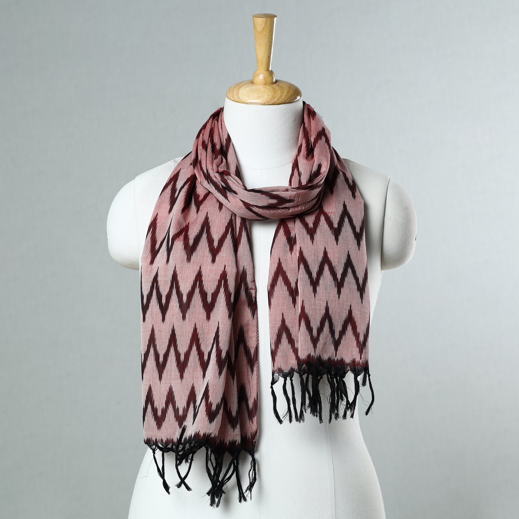 SOUTH KARGHA Brown - Handloom Mercerized Cotton Pochampally Ikat Stole 13