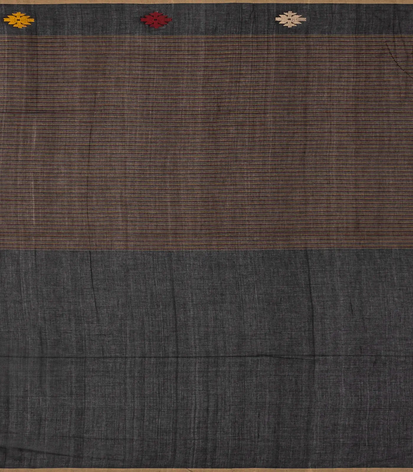 RmKV Black Handloom Bengal Cotton Saree With Stripes - view 4