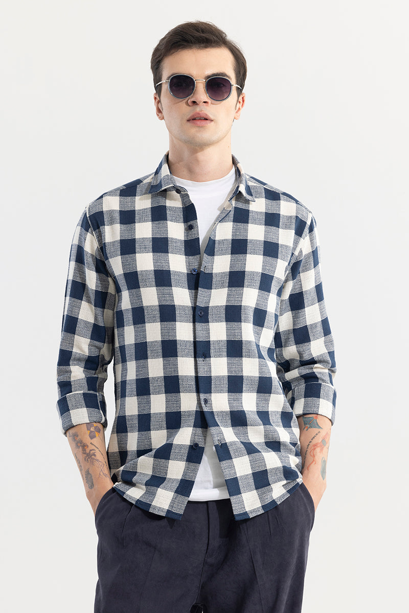 SNITCH Chess Square Navy Checks Shirt