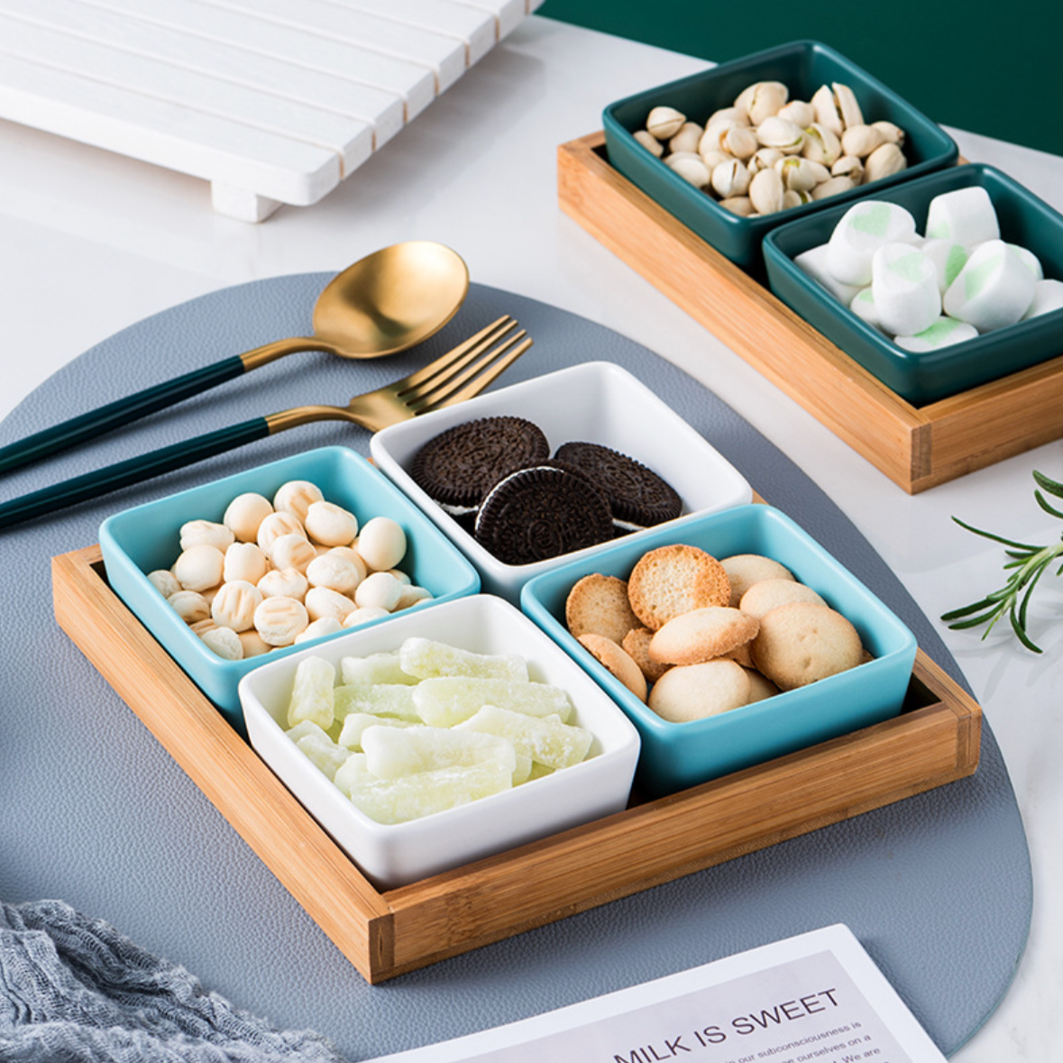 Nestasia Square Bowls and Wooden Trays - view 10