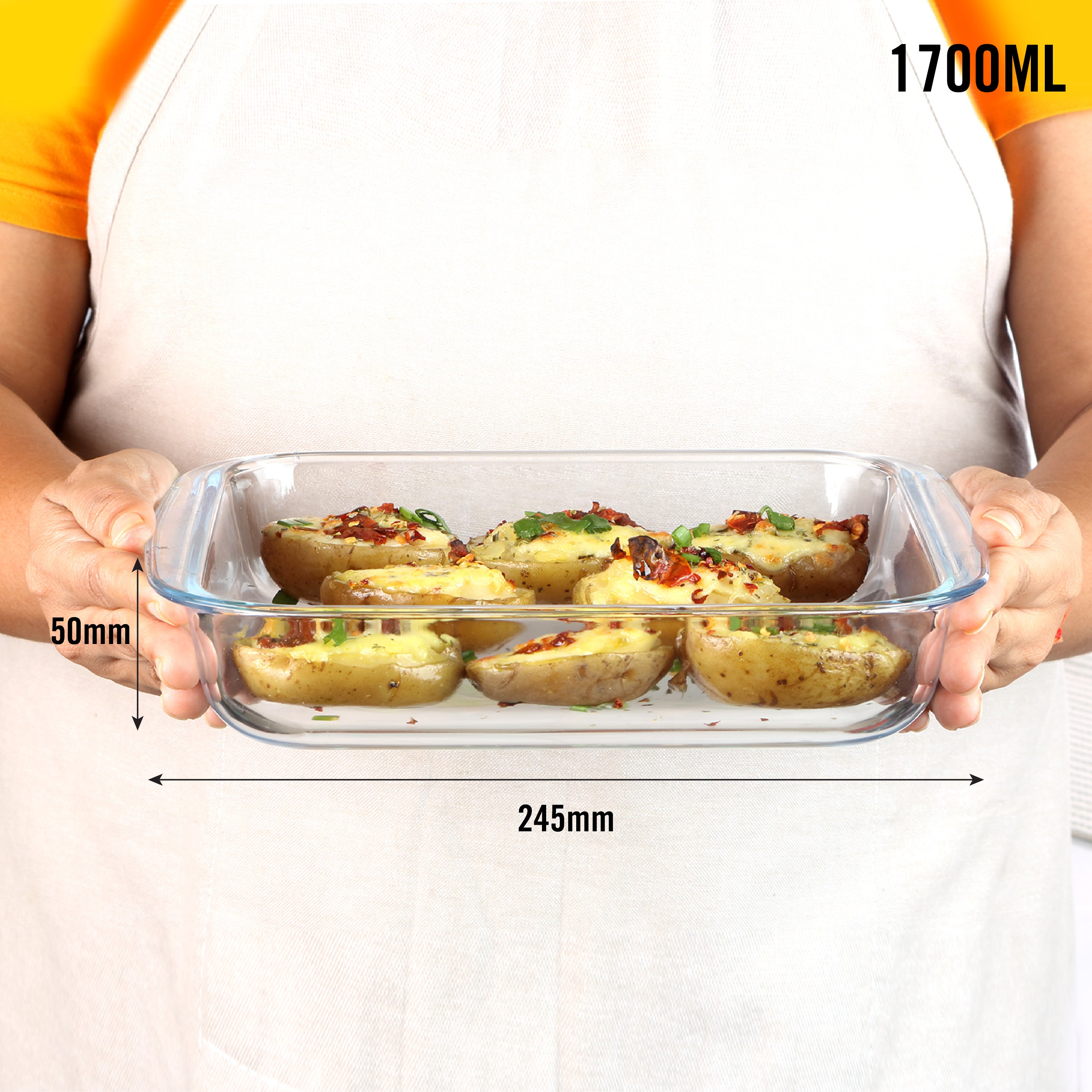 Cello Laura Square Glass Baking Dish, 1700ml – Clear - view 5