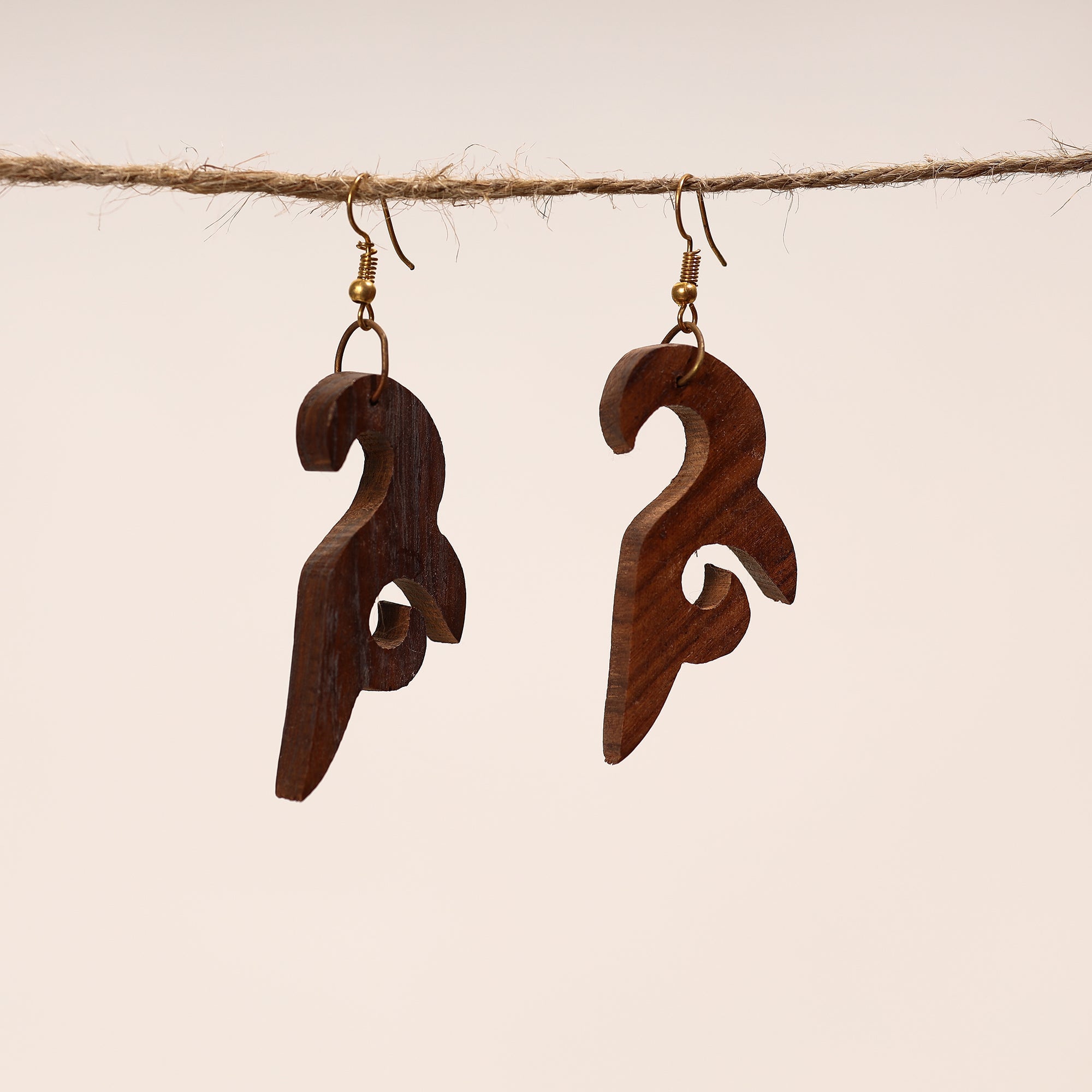 ITOKRI CRAFTS INITIATIVE Bijnor Hand Carved Sheesham Wood Earrings