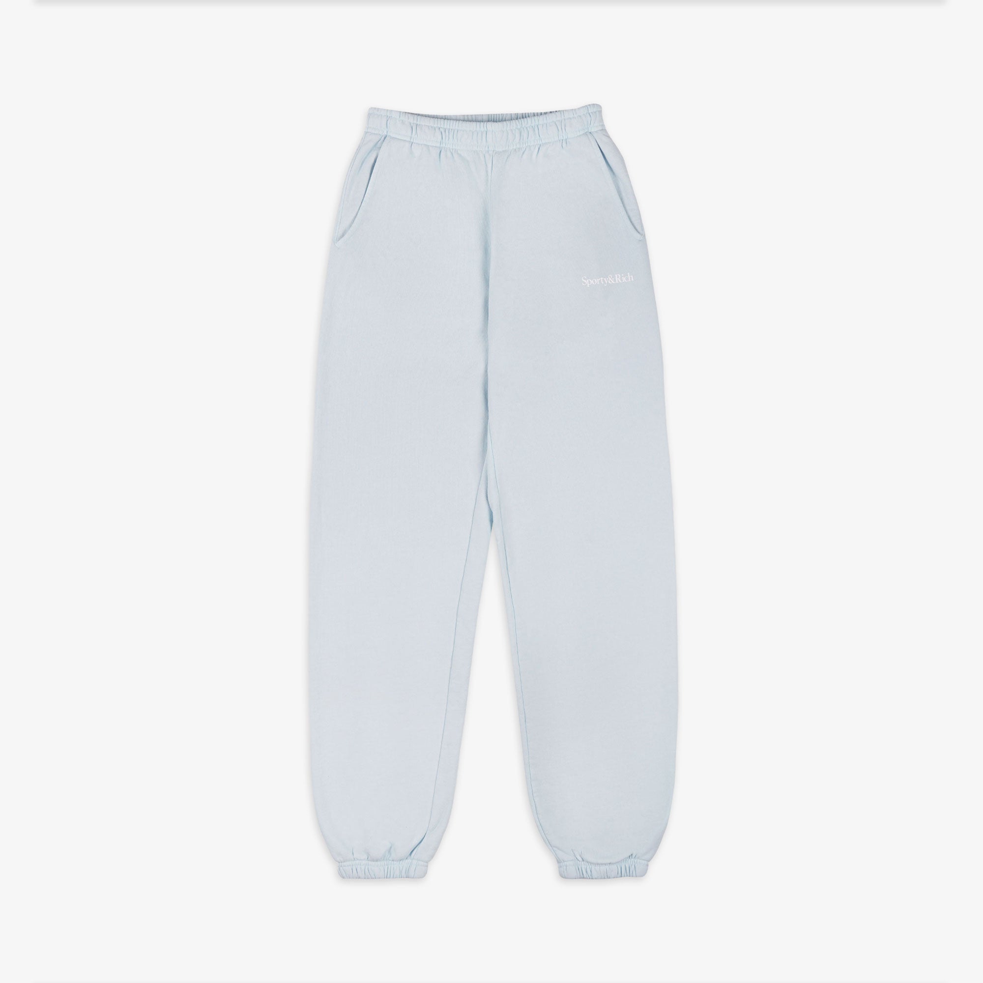 Sporty & Rich | Serif Logo Sweatpant { Baby Blue/white