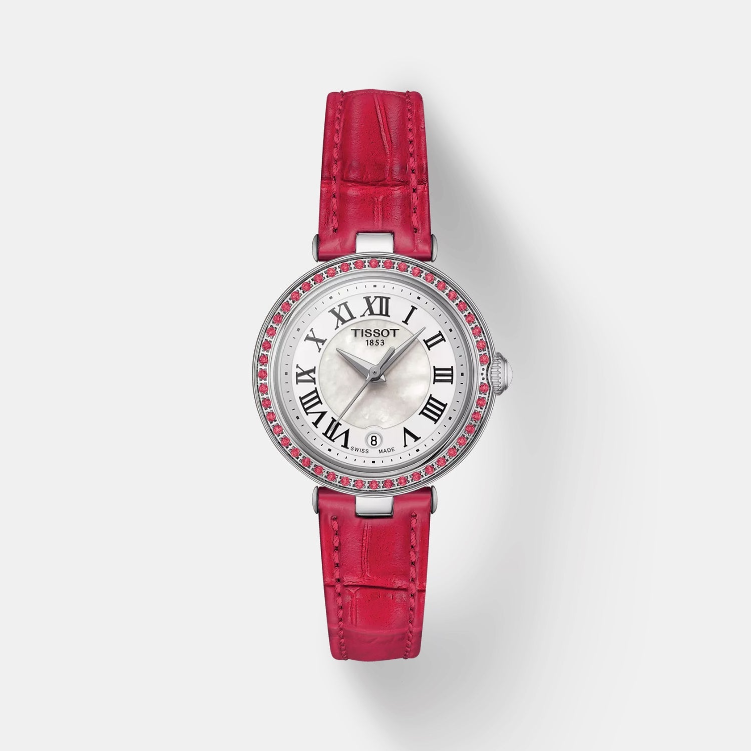 Tissot Bellissima Women Quartz White Mother Of Pearl Analog Leather Watch T1260106611300