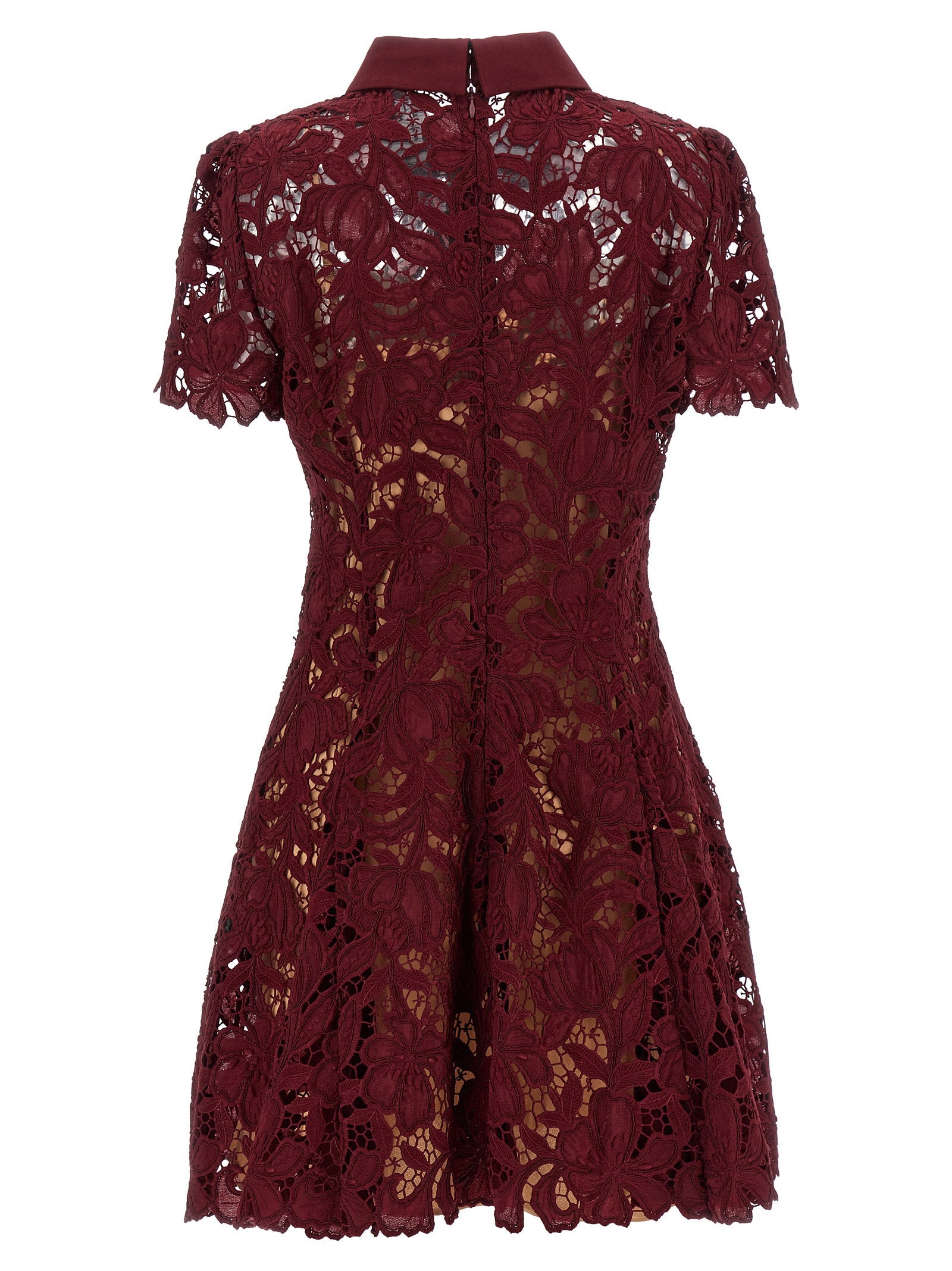 Self-Portrait Burgundy Lace Mini Dress – 100% polyester - view 2