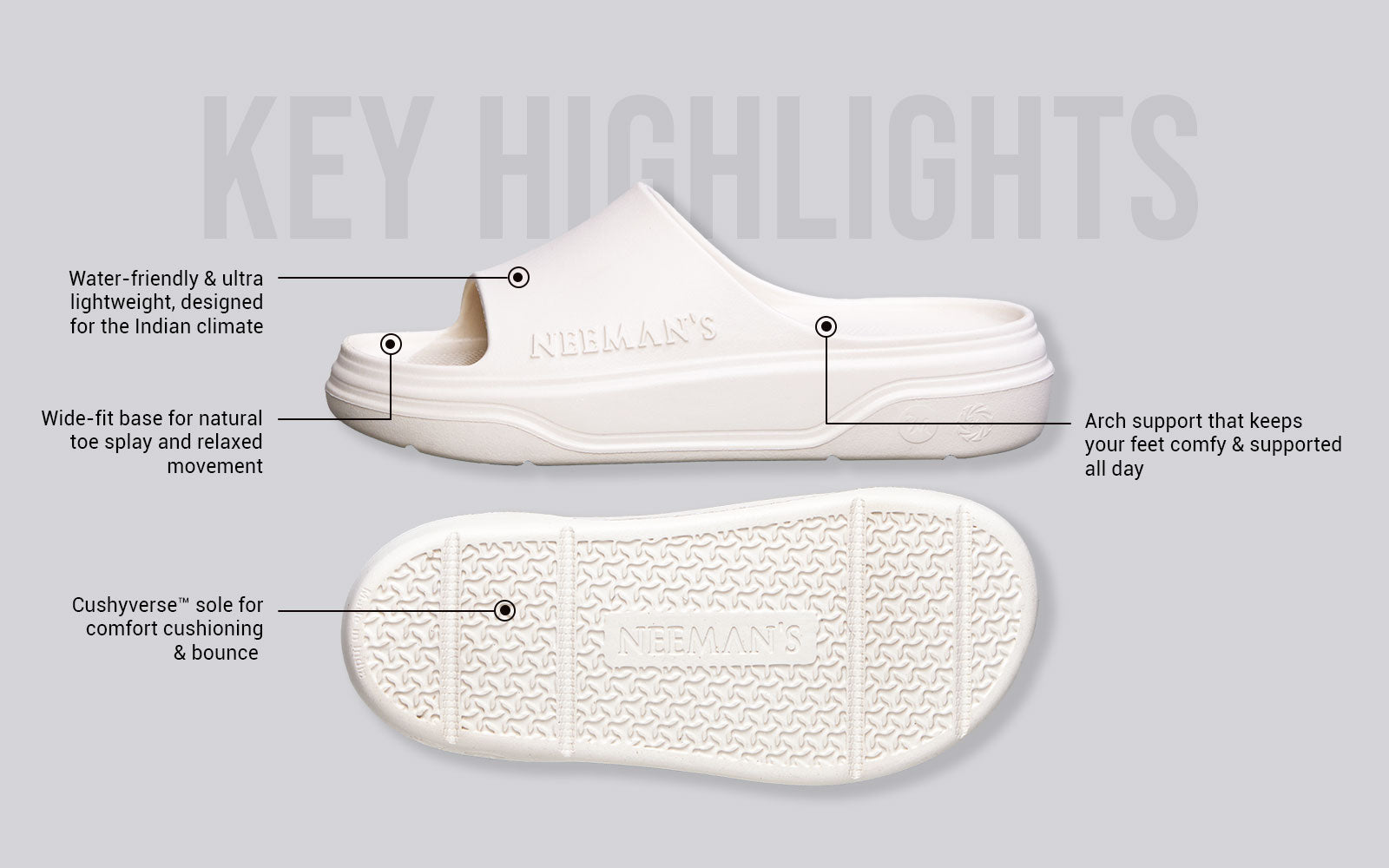 Neeman's Cushers Slides For Women : Ivory White - view 4