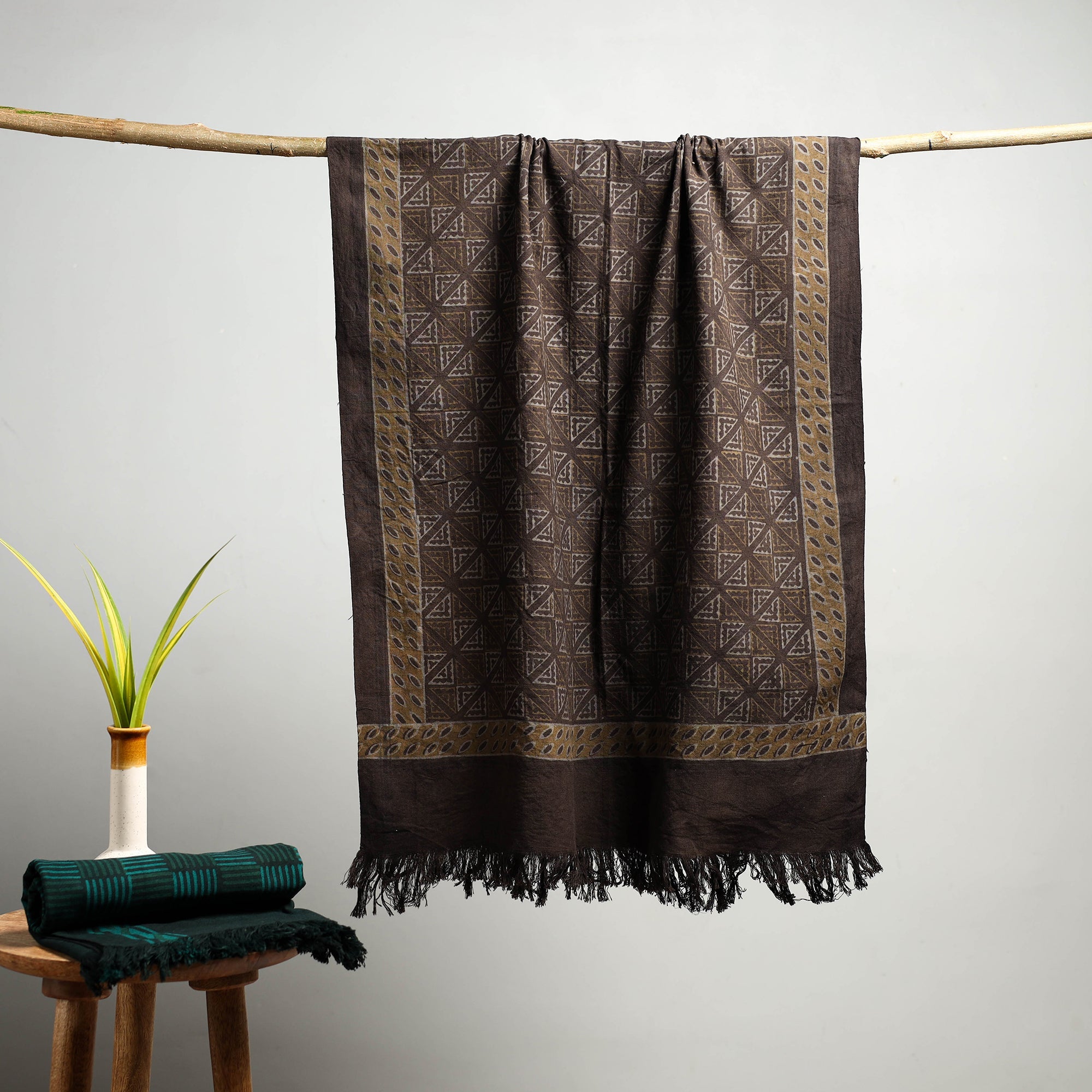 HAVELI CHRONICLES Brown - Akola Block Print Pure Handloom Cotton Towel 25