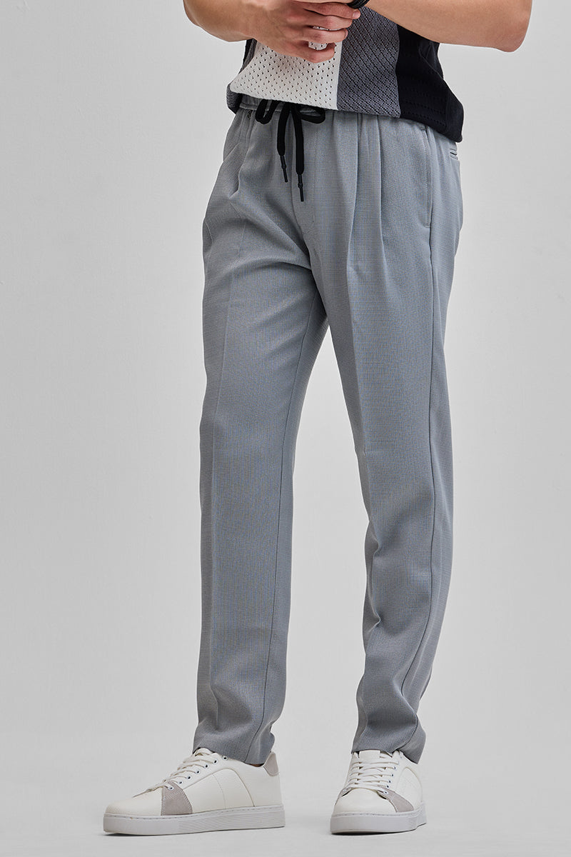 SNITCH Light Grey Textured Relaxed Fit Trousers - view 6