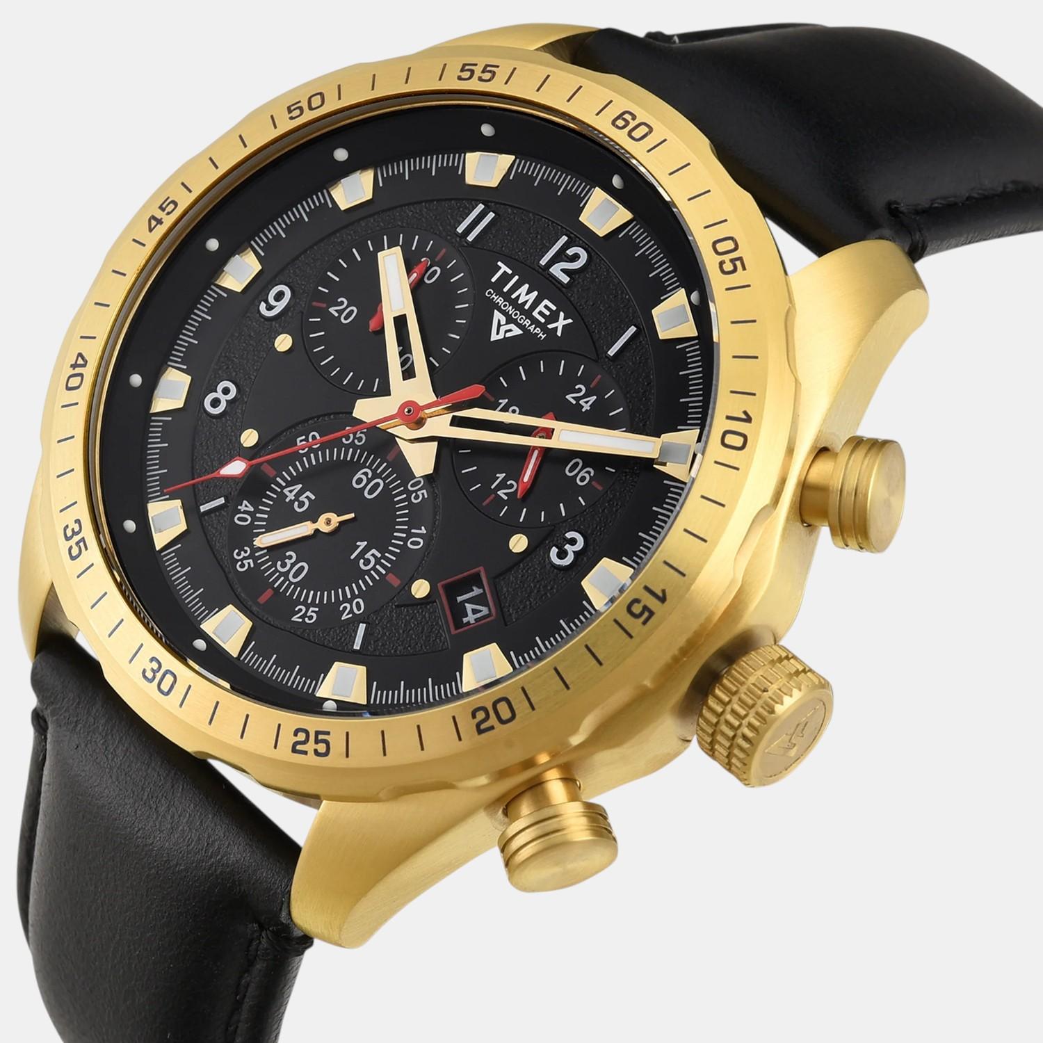 Timex Fashion Men Quartz Black Dial Chronograph Leather Watch TWEG26001 - view 2