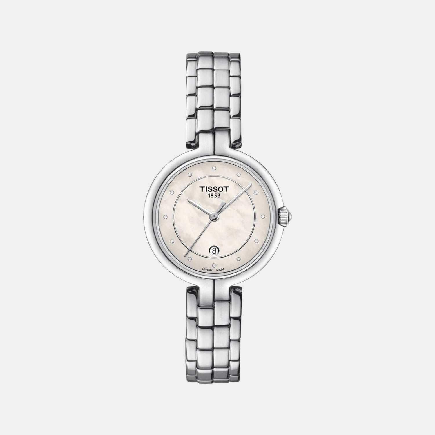Tissot Flamingo Women Quartz White Mother Of Pearl Analog Stainless Steel Watch T0942101111601
