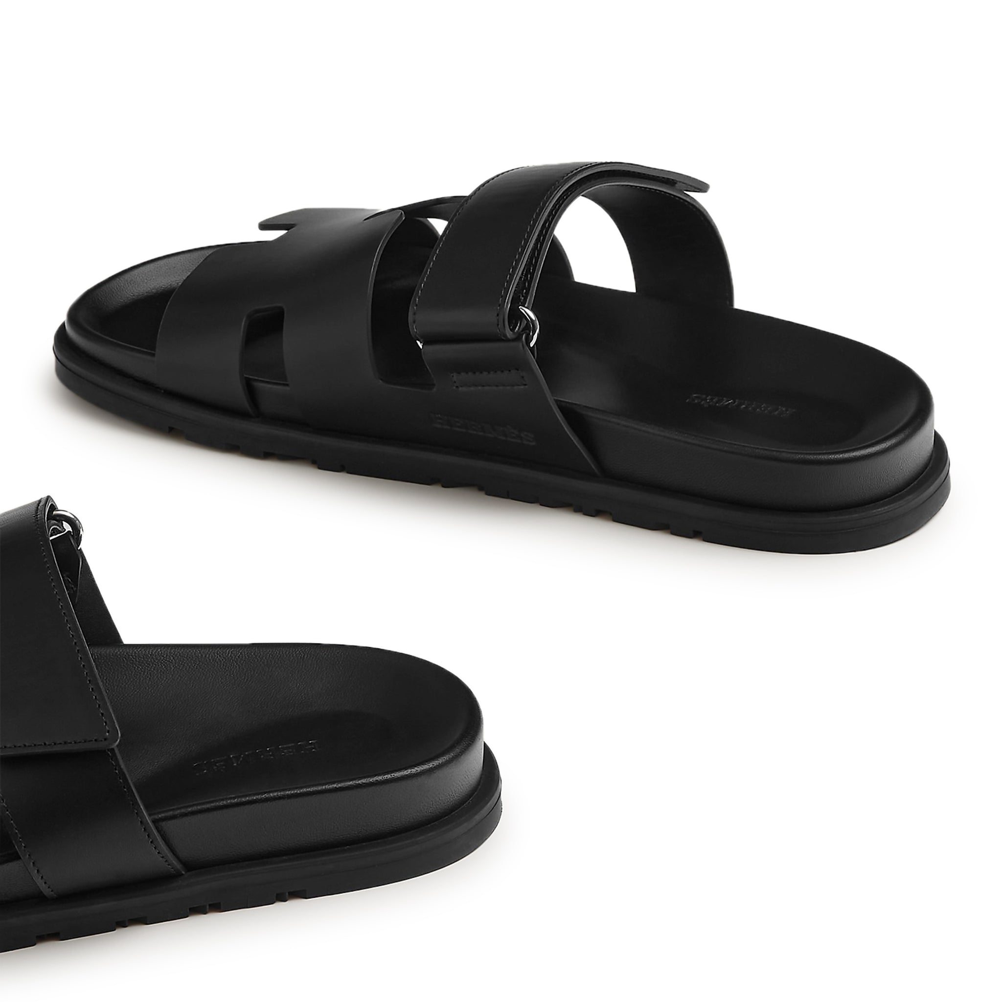 Hermès Paris Chypre Leather Black Sandals - view 4