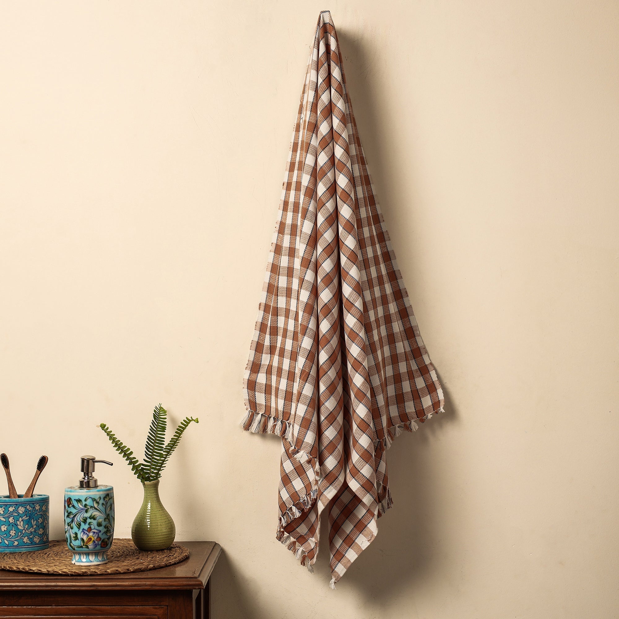 ITOKRI CRAFTS INITIATIVE Brown - Nidubrolu Handloom Cotton Bath Towel