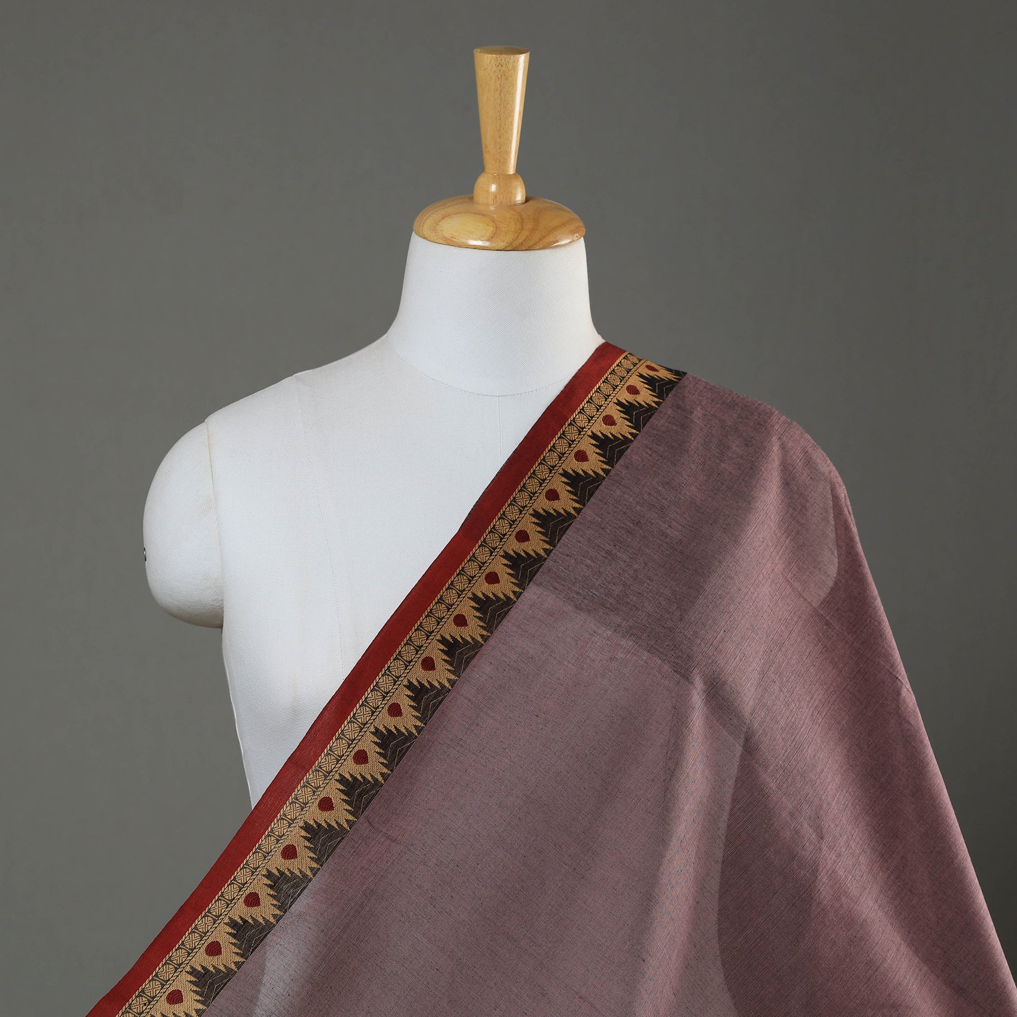 SOUTH KARGHA Brown - Kanchipuram Cotton Fabric with Zari Border