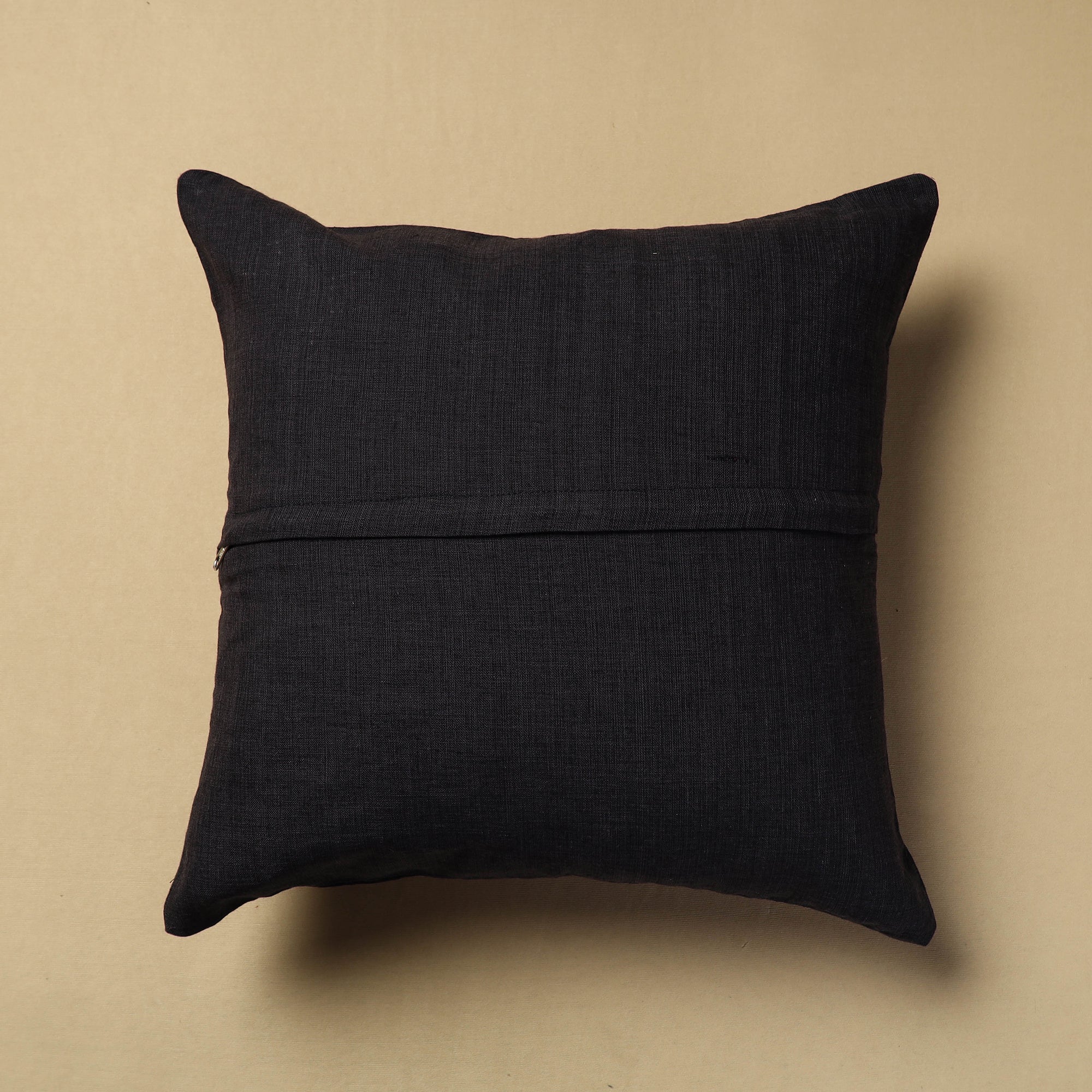 NOORI BAZAR Black - Hand Embroidery Plain Cotton Cushion Cover (16 x 16 in) - view 3