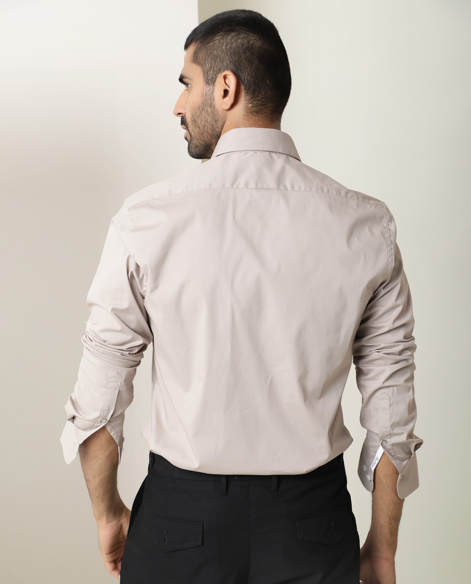 Rare Rabbit Men's Neutons Beige Cotton Lycra Fabric Full Sleeves Solid Shirt - view 6