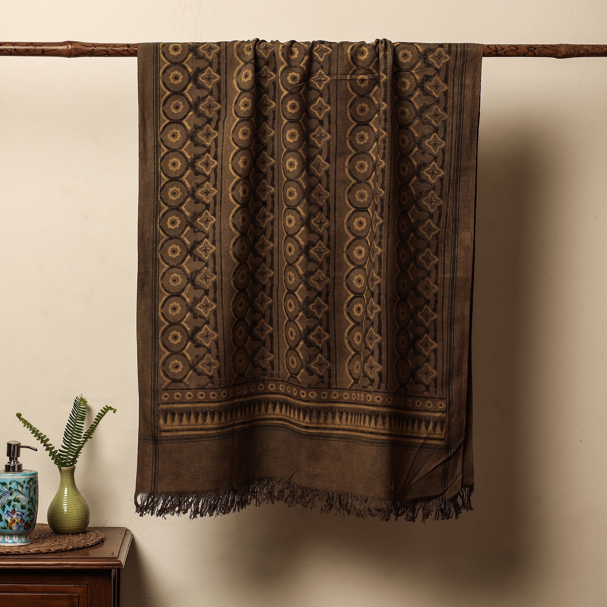 KACHCHH JI CHHAAP Brown - Block Print Cotton Ajrakh Handloom Towel - view 4