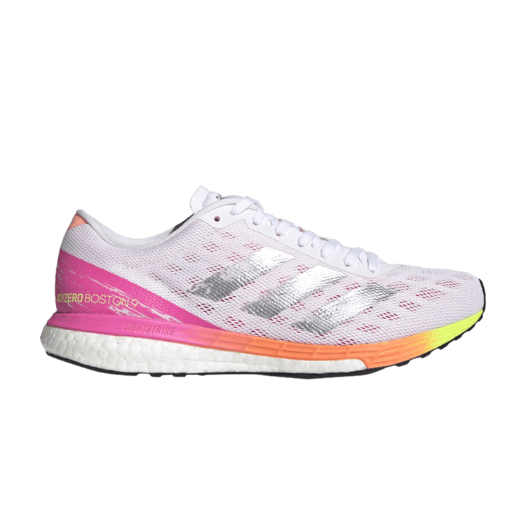 adidas Adizero Boston 9 White Screaming Pink (Women's)