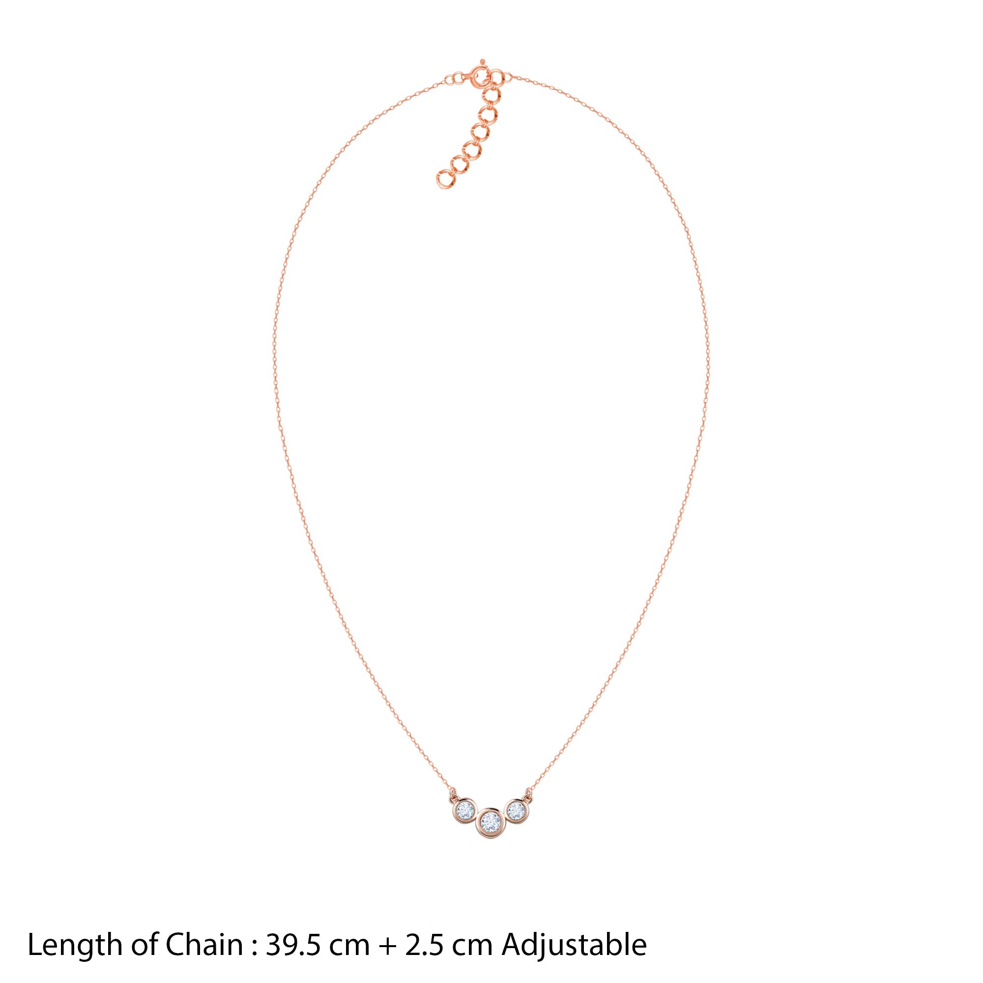 GIVA Jewellery Rose Gold Cercle Diamond Necklace - view 5